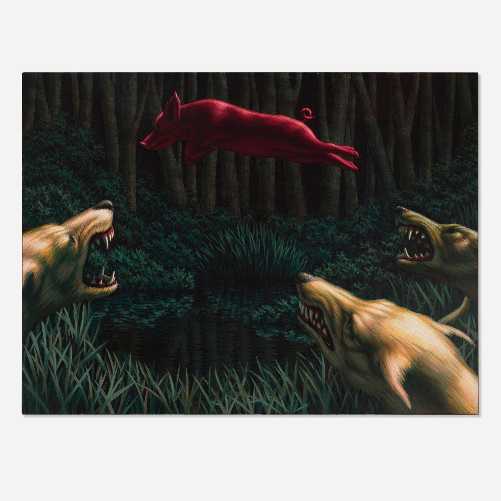 Leonard Koscianski, The Quick and the Dead: Leonard Koscianski The Quick and the Dead 1992 oil on canvas 36 h x 48 w in (91 x 122 cm) Signed and dated to lower left 'Leonard Koscianski '92'. Signed, titled and dated to verso