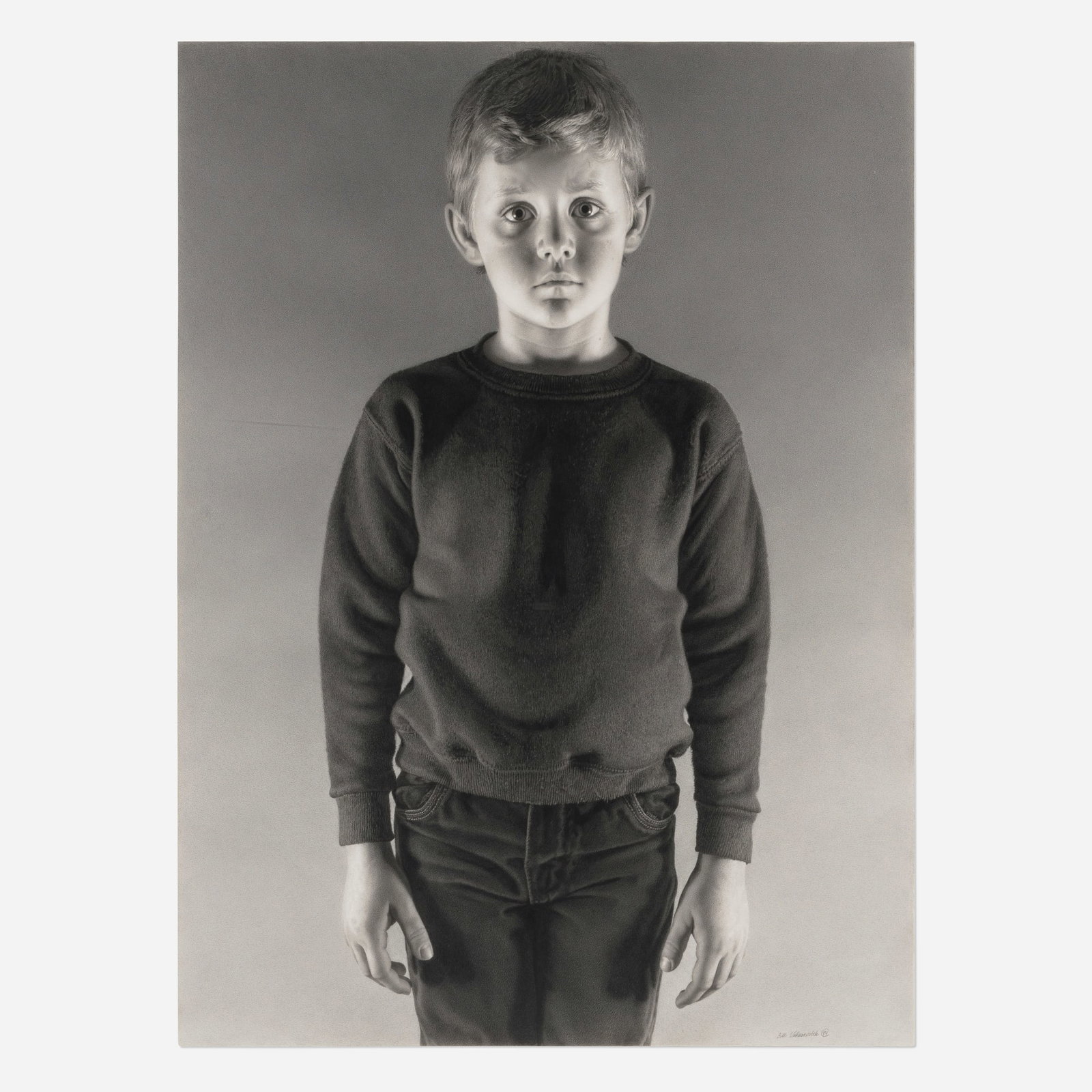 Bill Vuksanovich , Untitled (Boy): Bill Vuksanovich Untitled (Boy) 1994 graphite on paper 59.75 h x 43.875 w in (152 x 111 cm) Signed and dated to lower right 'Bill Vuksanovich 94'. Provenance: