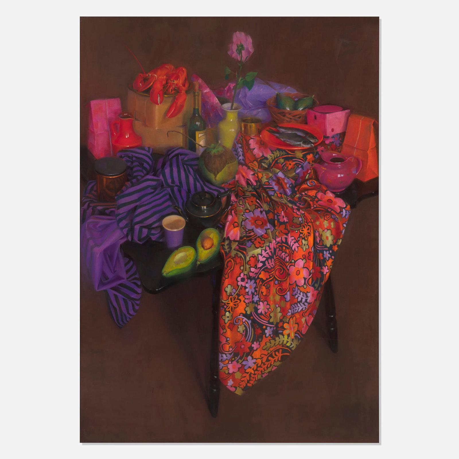 Janet Monafo, Black Table Still Life: Janet Monafo Black Table Still Life 1991 pastel on paper sight: 71.125 h x 50.625 w in (181 x 129 cm) Signed and dated to upper right edge 'Monafo 91'. Provenance: Louis Newman Galleries,