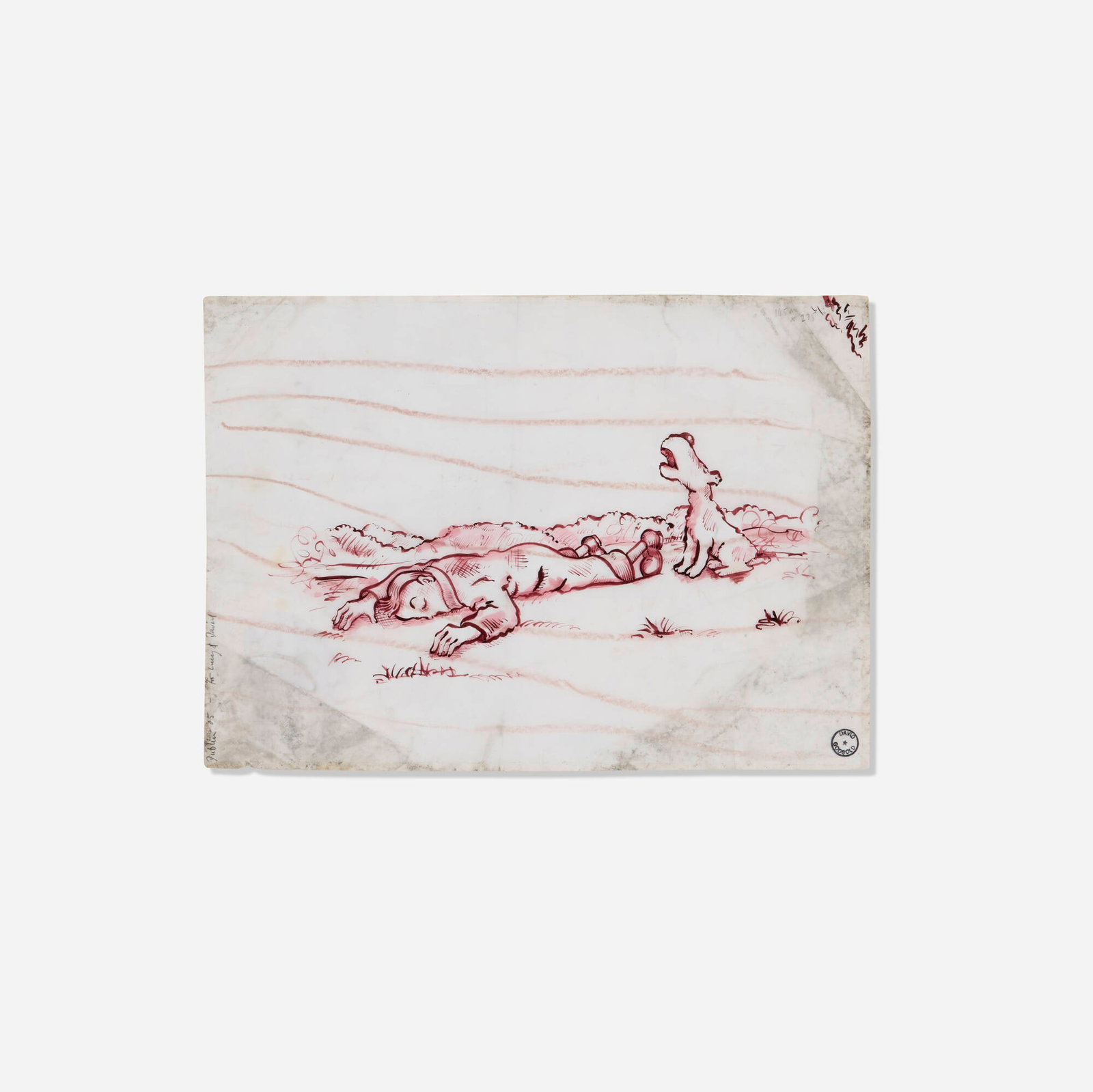 David Godbold, Howl: David Godbold Howl 2005-07 ink on tracing paper over found paper 8.25 h x 11.375 w in (21 x 29 cm) Dated and inscribed to lower left edge 'Dublin 05 - for Lucy and David' with artist's stamp.