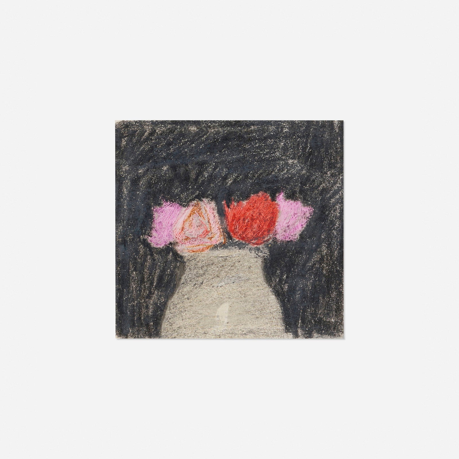 Robert Kulicke, Red and Pink Roses in a White Vase: Robert Kulicke Red and Pink Roses in a White Vase pastel on paper sight: 5.5 h x 5.325 w in (14 x 14 cm) Provenance: The Artist | Thence by descent | Private Collection | Sotheby's, New York,
