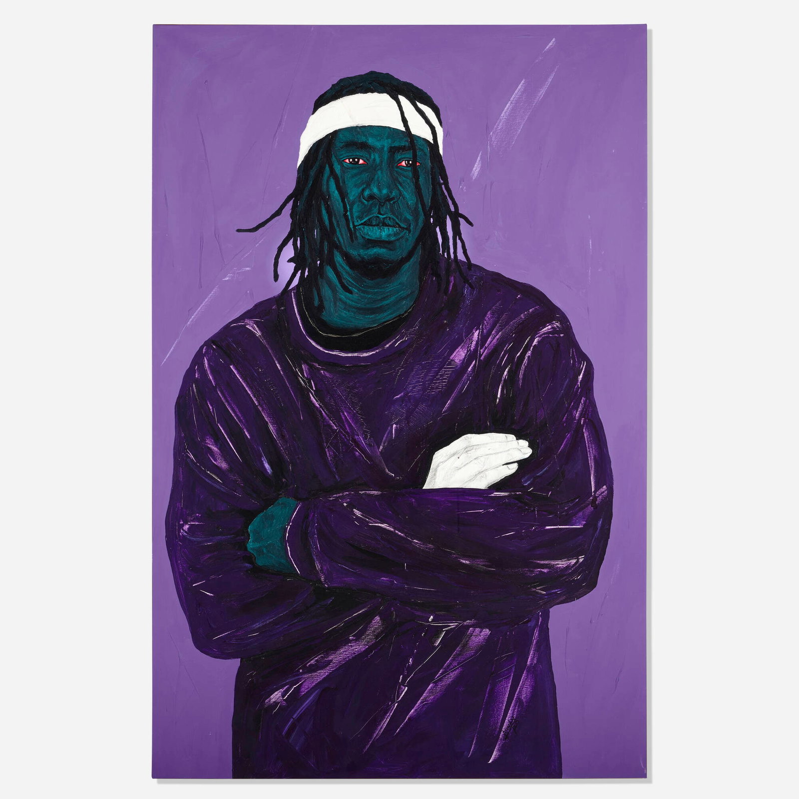 Annan Affotey, Otis (2008 Graduate): Annan Affotey Otis (2008 Graduate) 2020 acrylic, oil and charcoal on canvas 58 h x 38 w x 1 d in (147 x 97 x 3 cm) Signed and dated to lower right 'Annan 20'. Signed, titled and dated to