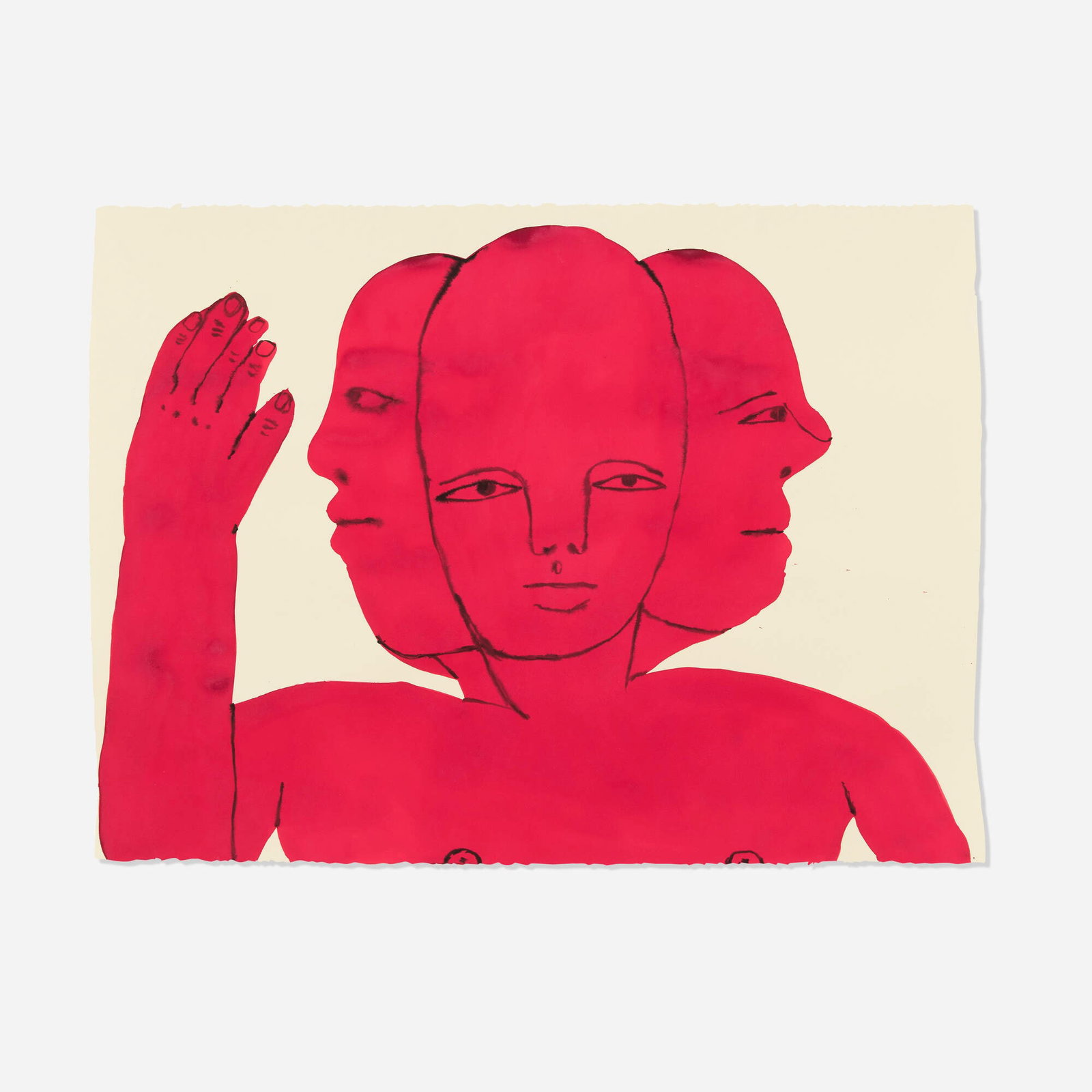 Emma Kohlmann, Deep Red Trihead: Emma Kohlmann Deep Red Trihead 2020 watercolor and sumi ink on paper 22.25 h x 29.75 w in (57 x 76 cm) Provenance: Jack Hanley Gallery, New York | Private Collection This work will ship from Chicago,