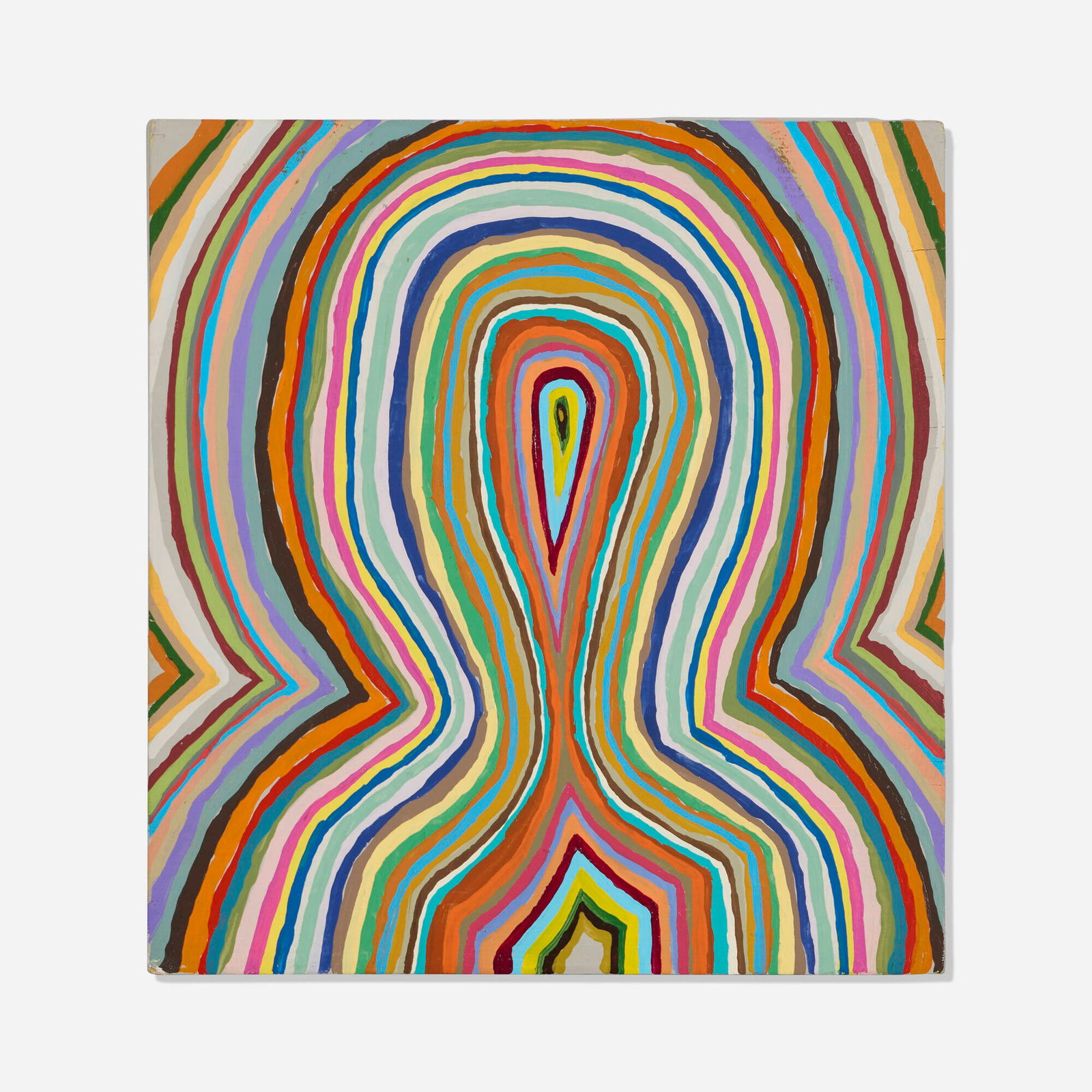 Chris Johanson, Untitled (This is a picture of anybodies energy...): Chris Johanson Untitled (This is a picture of anybodies energy...) 2000-01 acrylic on panel 10.75 h x 10.125 w x 1.375 d in (27 x 26 x 3 cm) Signed, titled, dated and inscribed to verso 'Painte
