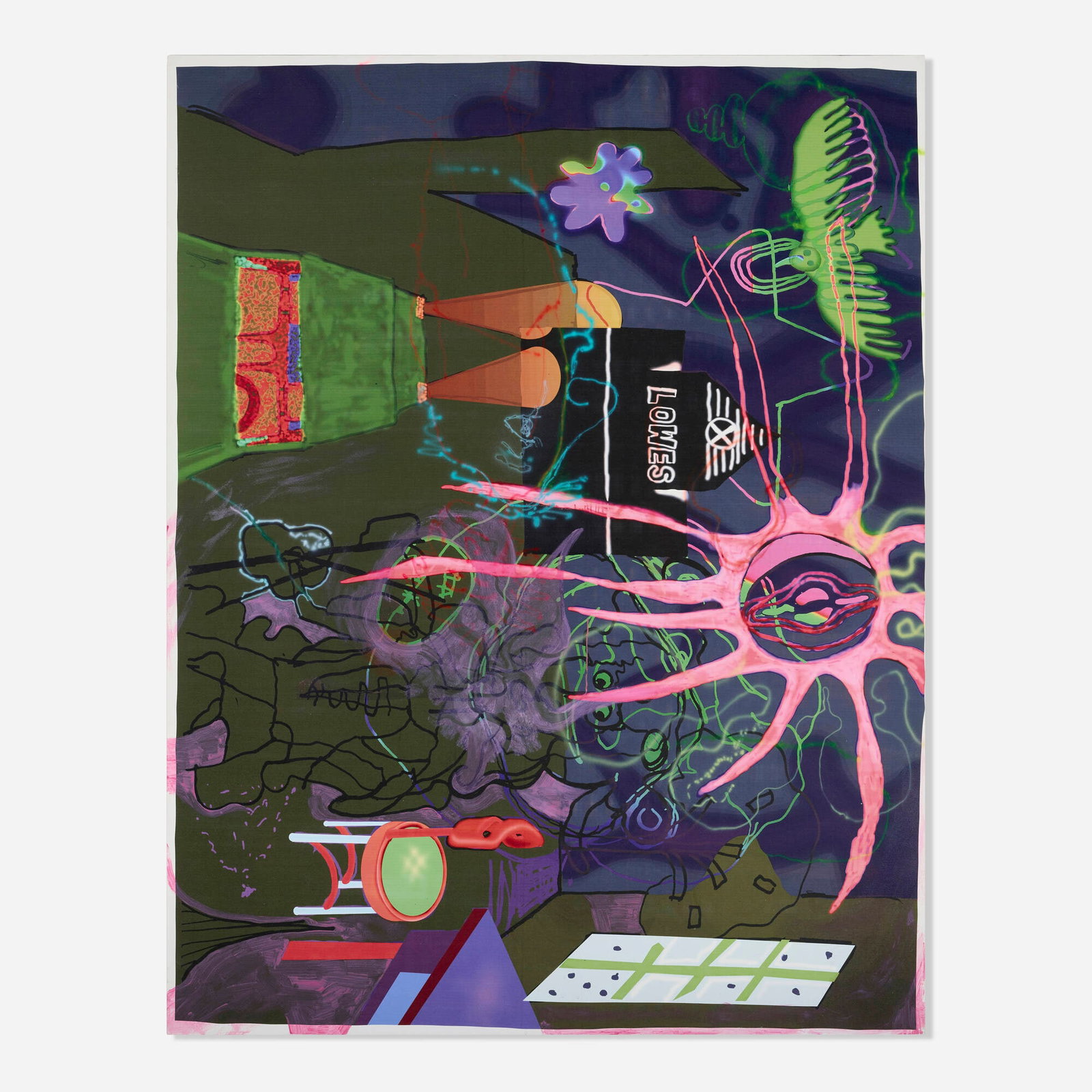 Michael Williams, Pygmy Twylyte: Michael Williams Pygmy Twylyte 2014 inkjet, airbrush and oil on canvas 102 h x 79 w in (259 x 201 cm) Signed and titled to verso 'Pygmy Twylyte MW'. Provenance: Michael Werner Gallery, London |