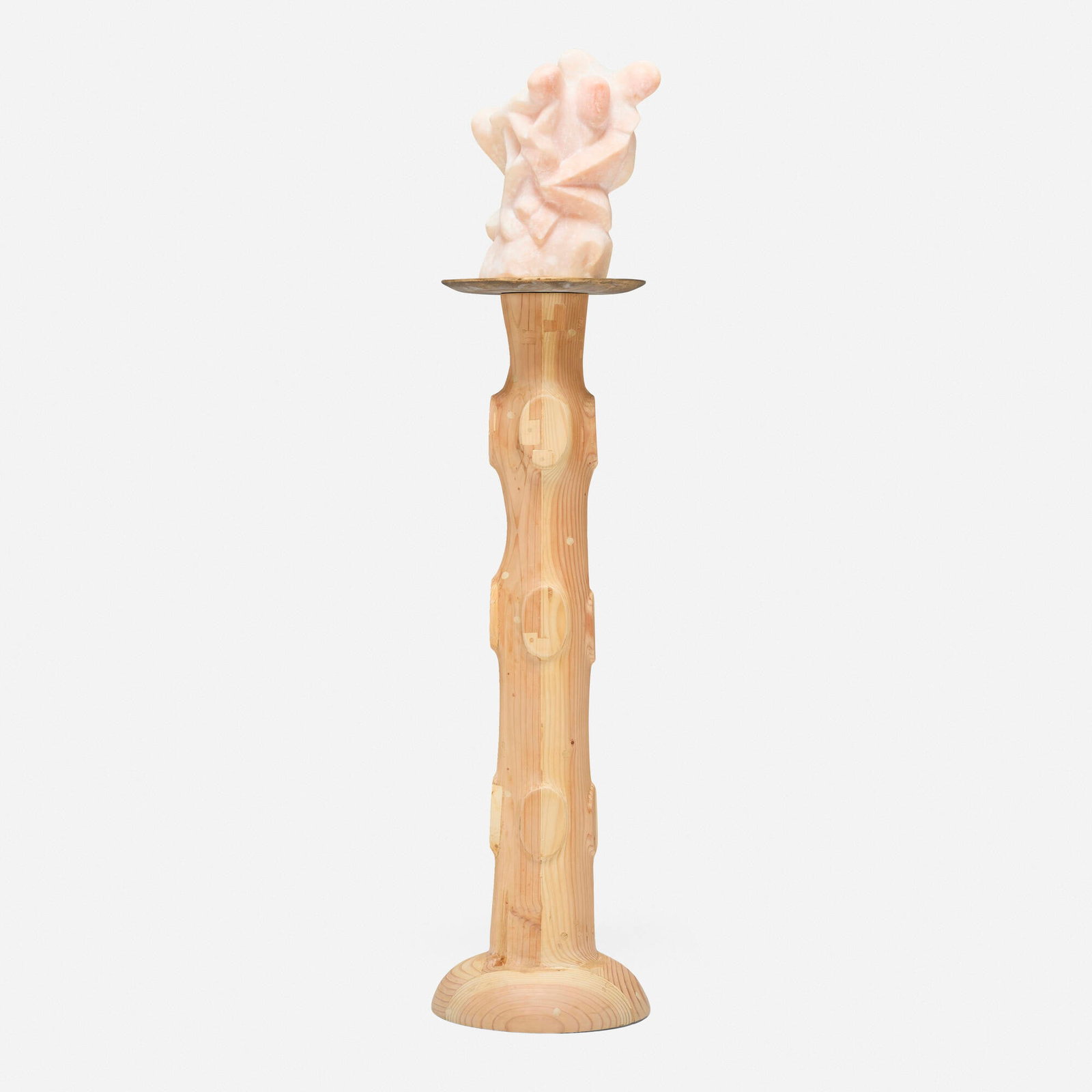 Saint Clair Cemin, Friends of Faust: Saint Clair Cemin Friends of Faust 2016 pink alabaster, wood, bronze 59.5 h x 12 dia in (151 x 30 cm) This work will ship from Los Angeles, California.