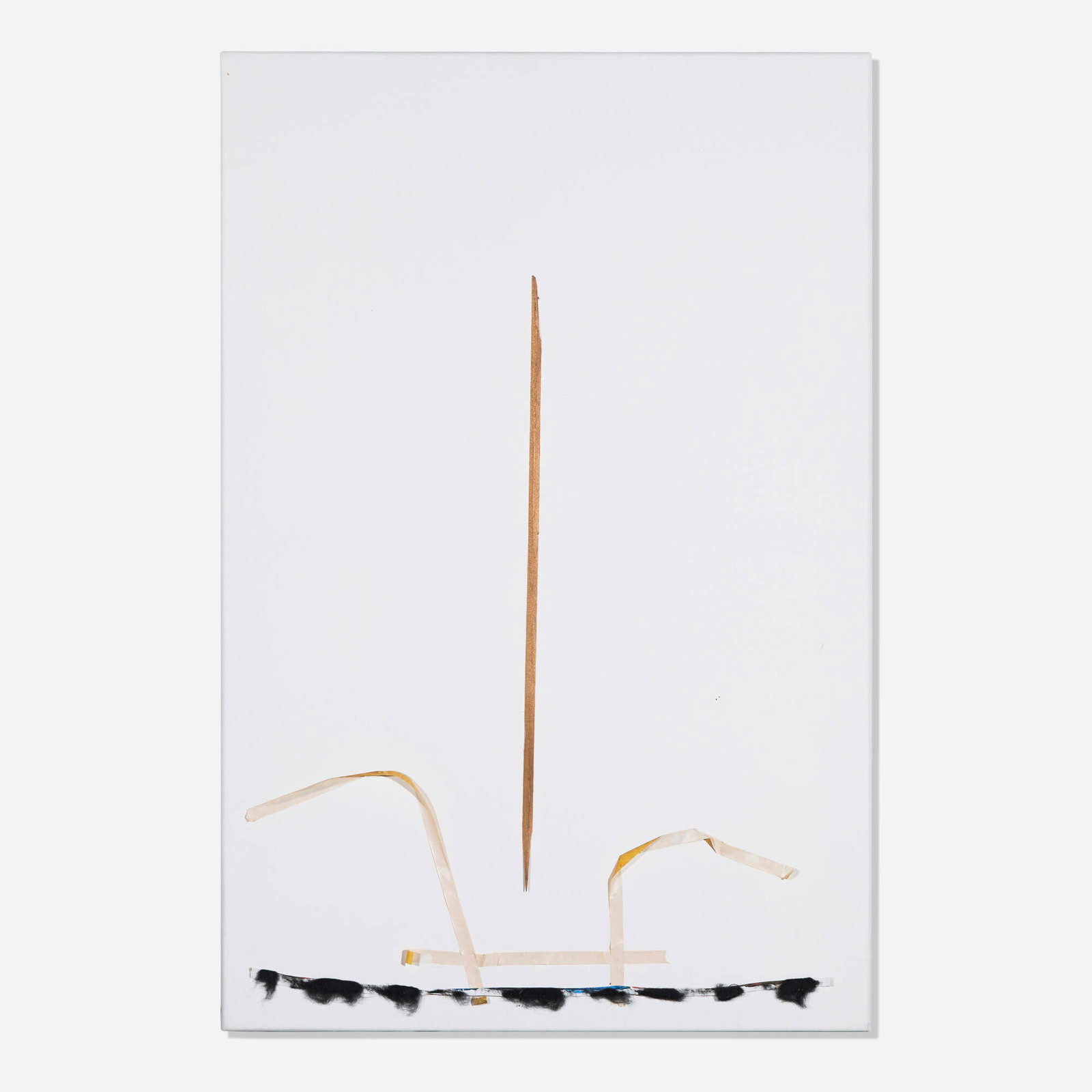 Richard Aldrich, Untitled (Anthropomorphic Collage): Richard Aldrich Untitled (Anthropomorphic Collage) 2008 wood, tape, and faux fur on canvas 36 h x 24 w in (91 x 61 cm) Signed and dated to verso 'RA 08'. Provenance: