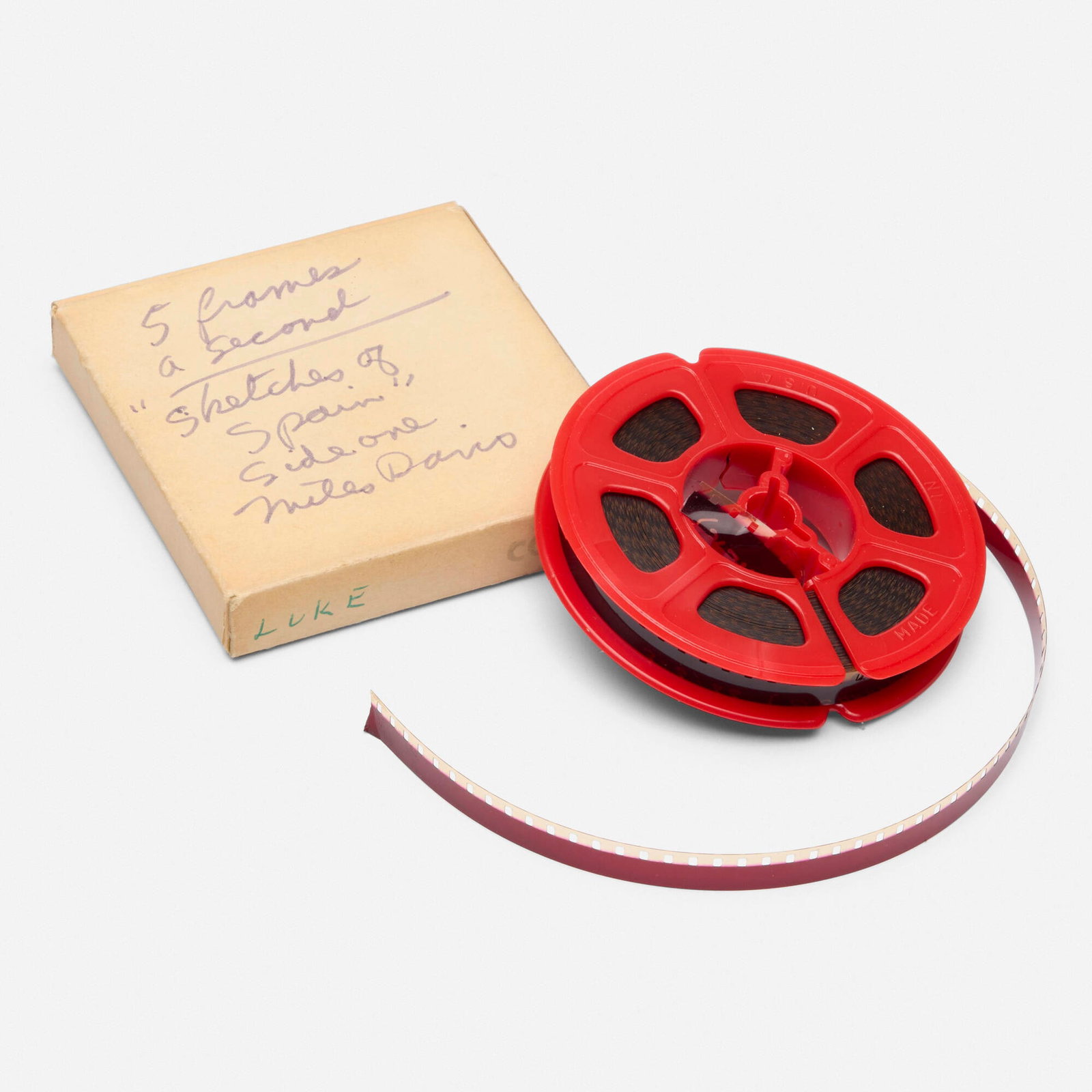 Bruce Conner, Luke: Bruce Conner Luke 1967 film reel in box reel: 0.5 h x 3 dia in (1 x 8 cm) box: 0.5 h x 3 w x 3 d in (1 x 8 x 8 cm) Luke is a film that Bruce Conner revisited and reworked over many years. These 8mm