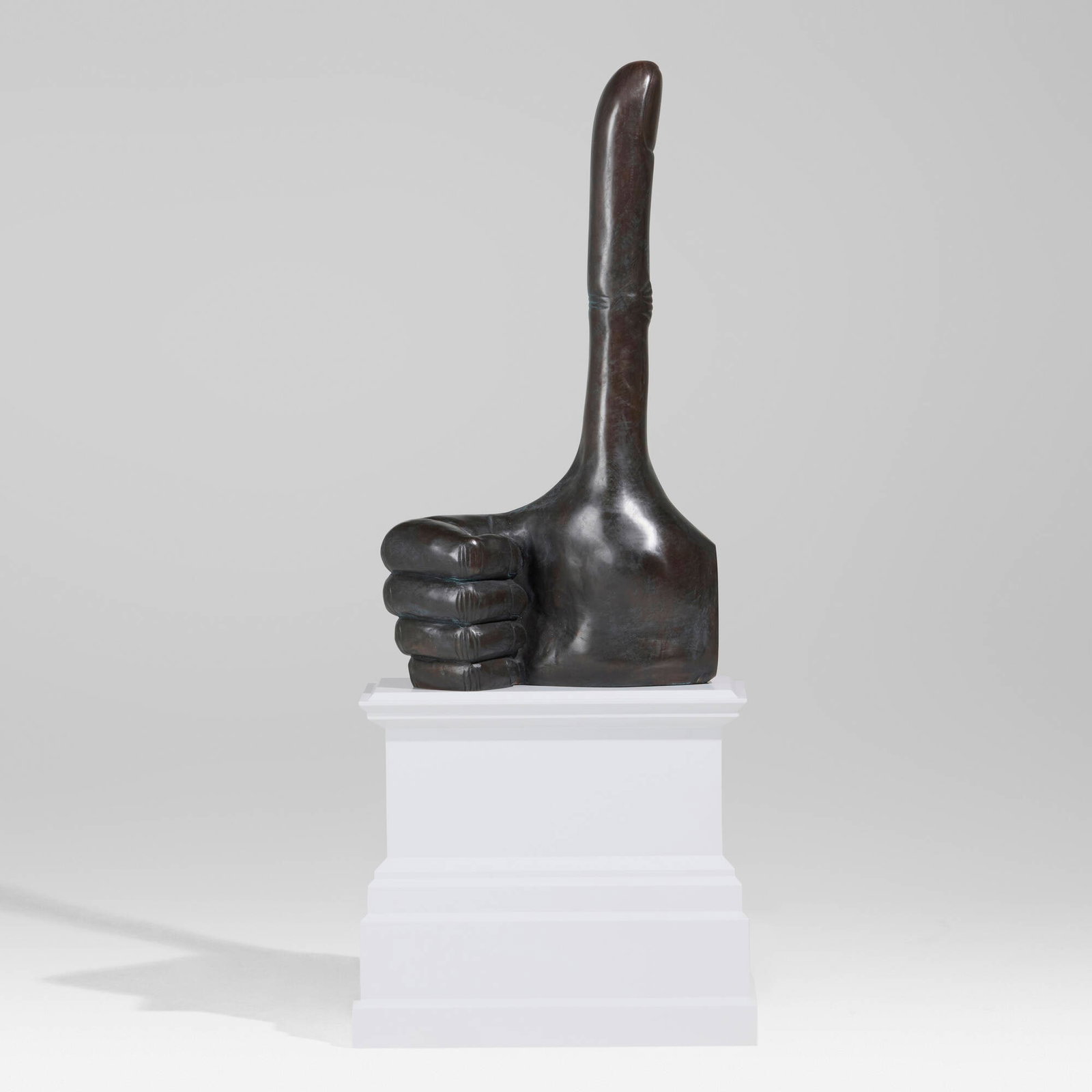 David Shrigley, Really Good maquette: David Shrigley Really Good maquette c. 2016 patinated bronze thumb: 31 h x 16 w x 9 d in (79 x 41 x 23 cm) base: 17.5 h x 20 w x 9 d in (44 x 51 x 23 cm) parts bag: 5 h x 3 w in (13 x 8 cm) The