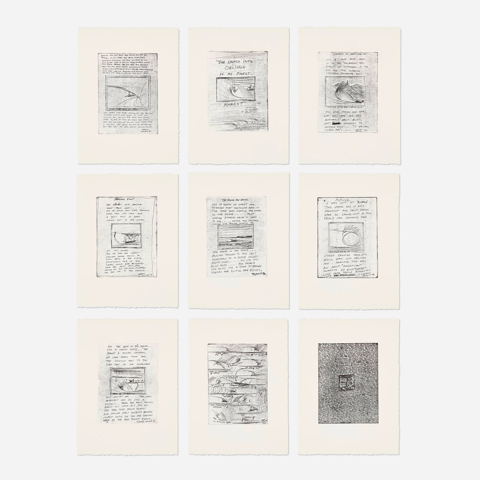 Russell Crotty, Coastal Diatribes 1987-1992: Russell Crotty Coastal Diatribes 1987-1992 1992-93 etching image (each): 7.125 h x 5.25 w in (18 x 13 cm) sheet (each): 12.125 h x 9 w in (31 x 23 cm) This complete portfolio is comprised of