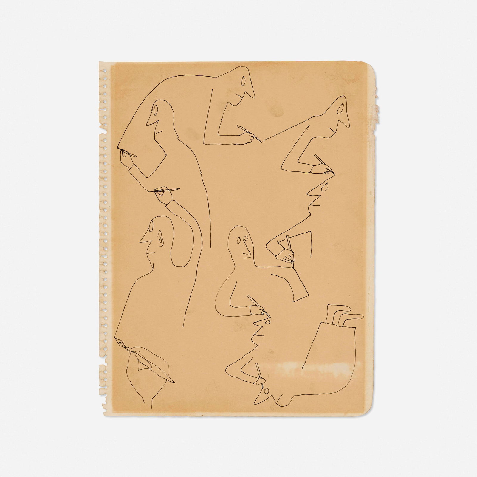 Saul Steinberg, Untitled: Saul Steinberg Untitled 1944 graphite on notebook paper 9.125 h x 7 w in (23 x 18 cm) Provenance: Estate of The New Yorker writer and friend of the artist Berton Rouec