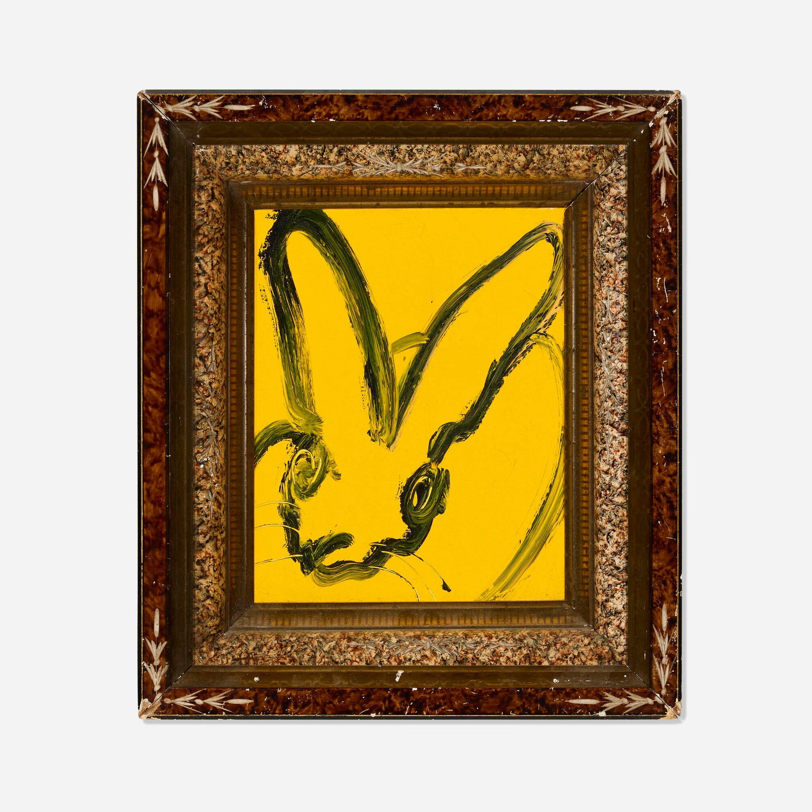 Hunt Slonem, Lulu: Hunt Slonem Lulu 2017 oil on panel in artist's frame 15 h x 13 w in (38 x 33 cm) Signed, titled, and dated to verso 'Hunt Slonem ?2017 Lulu'. This work will ship from Los Angeles,