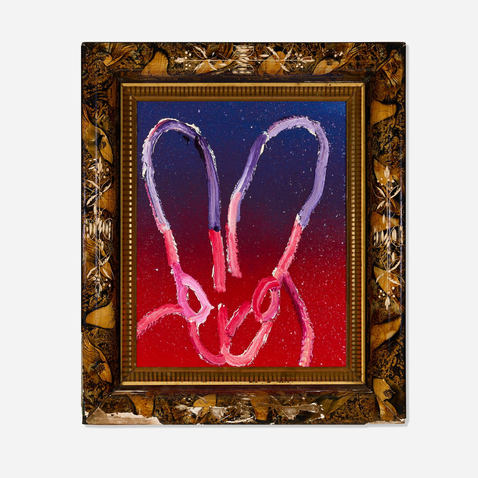Hunt Slonem, Rosa: Hunt Slonem Rosa 2021 oil and diamond dust on panel in artist's frame 14 h x 12 w x 1.5 d in (36 x 30 x 4 cm) Signed, titled, and dated to verso 'Hunt Slonem ?2021 Rosa'. This work will