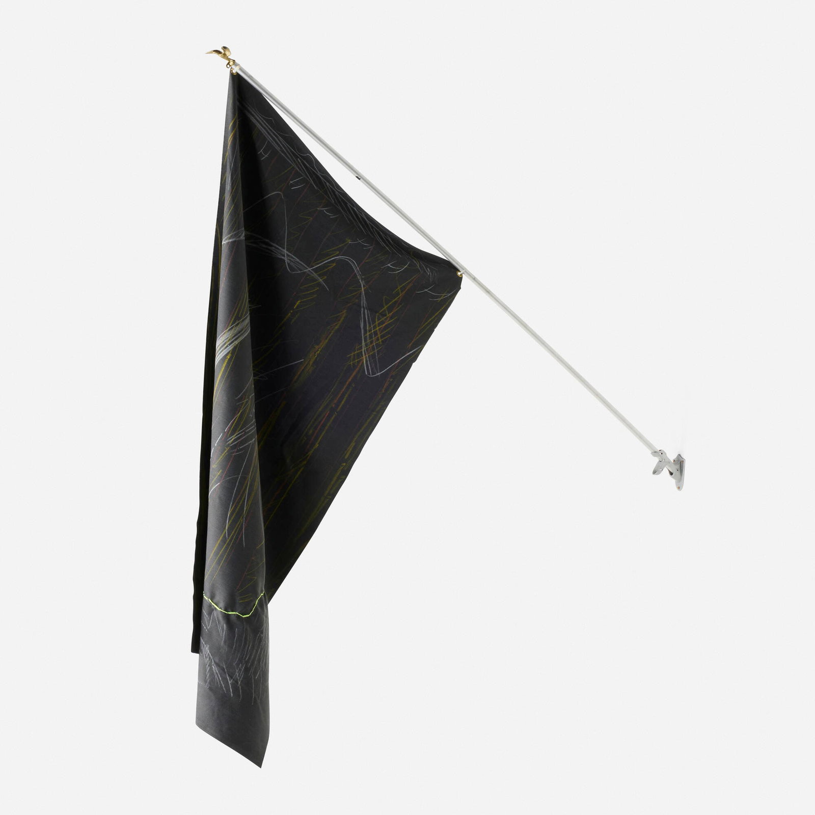 Reena Spaulings, Flag 14: Reena Spaulings Flag 14 2005 crayon, thread, wool, plastic eagle and zip ties 78 h x 23 w x 6 d in (198 x 58 x 15 cm) Provenance: Haswellediger & Co. Gallery, New York | Acquir