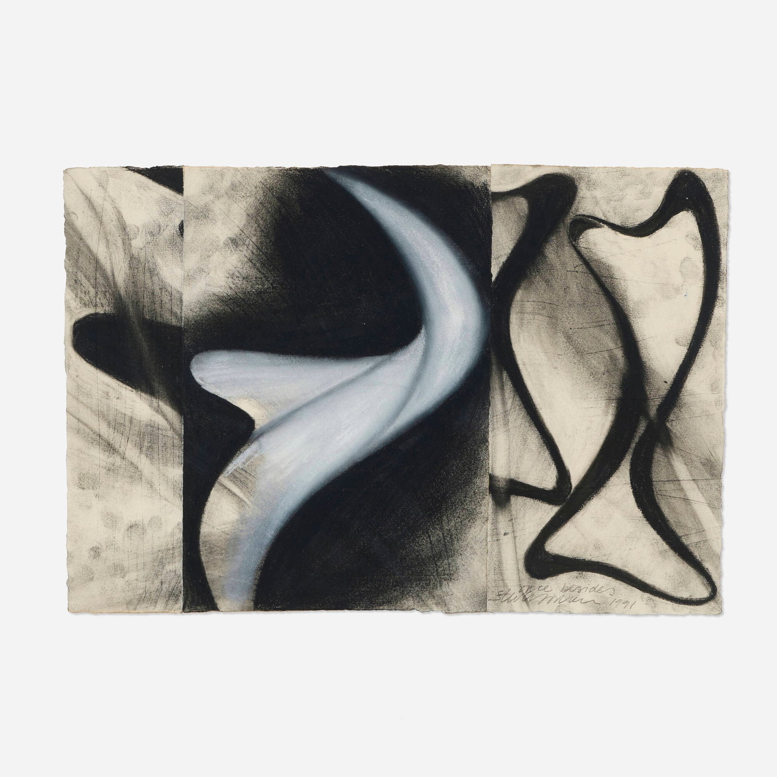 Steven Sorman, Once Besides: Steven Sorman Once Besides 1991 charcoal and pastel on Richard De Bas 11.5 h x 16.875 w in (29 x 43 cm) Signed, titled and dated to lower right 'Once Besides Steven Sorman 1991'.