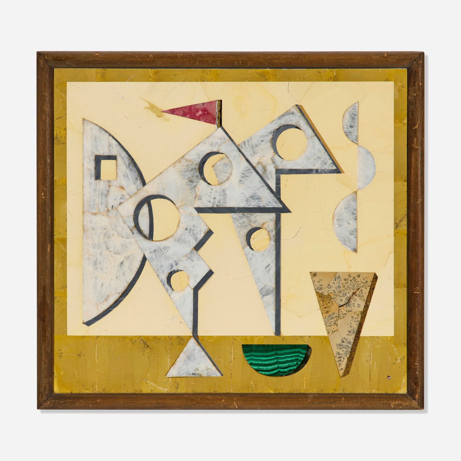 Richard Blow, Untitled (Still Life): Richard Blow Untitled (Still Life) Montici 1971 hand-cut hardstone inlay in artist-made frame inlay: 13.5 h x 14.75 w in (34 x 37 cm) overall: 15 h x 16 w in (38 x 41 cm) Inlaid cipher to lower right