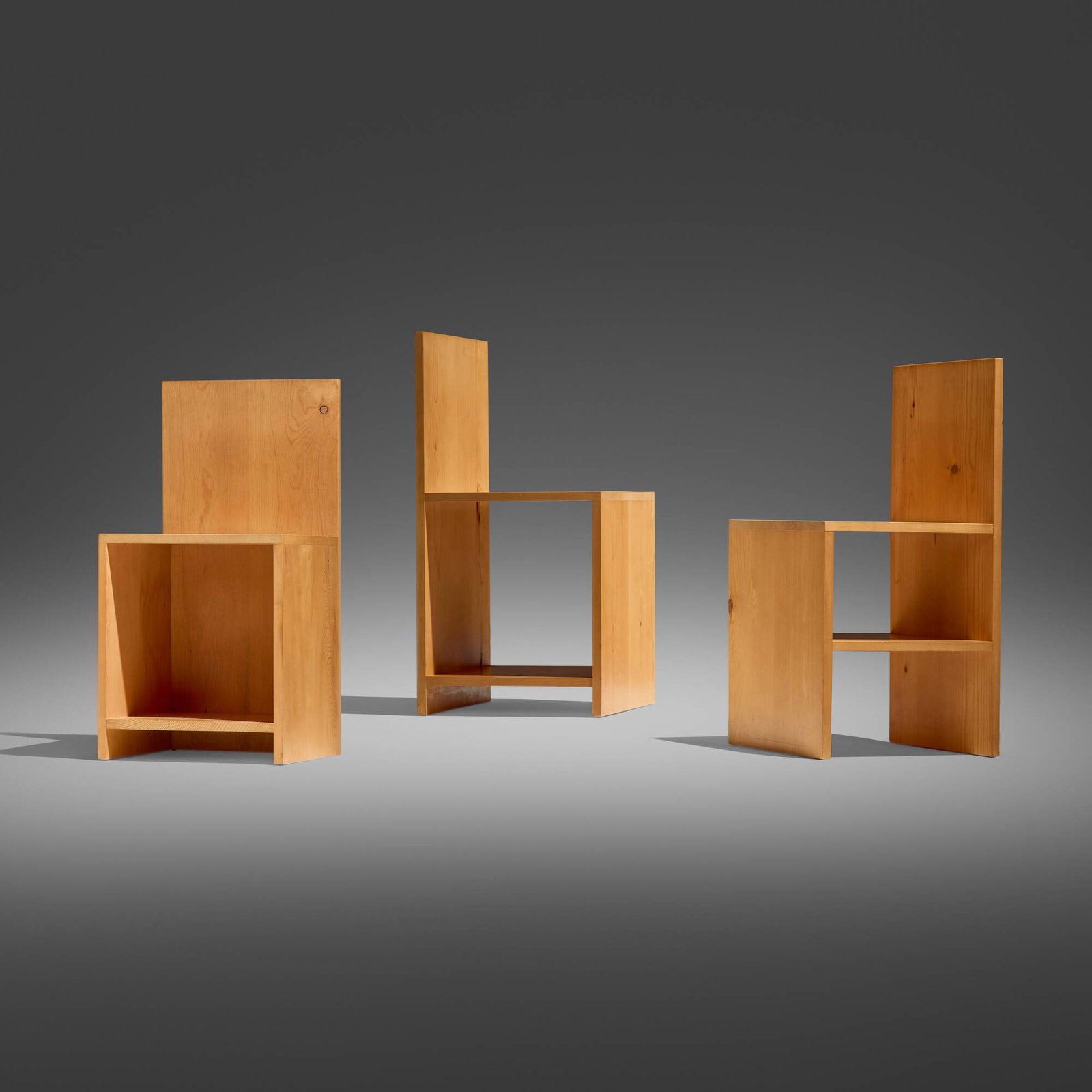 Donald Judd, Low Shelf Chair 84-5, Open Side Chair 84-9, and Side Shelf Chair 84-10 (1 of 5)