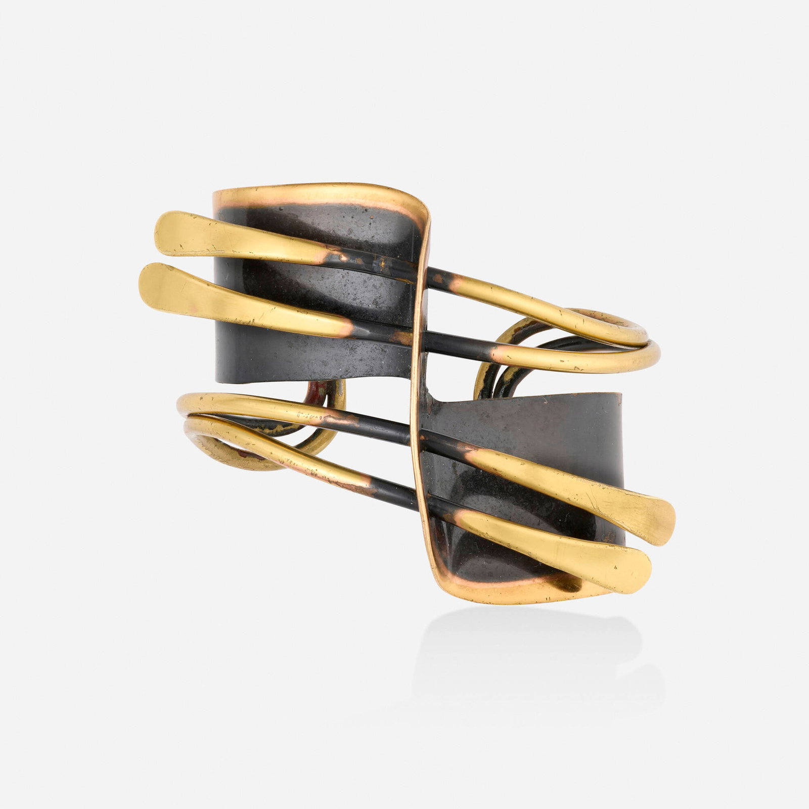 Art Smith, Cuff: Art Smith Cuff USA, c. 1948 brass with a blackened finish 2 h x 3 w x 2.5 d in (5 x 8 x 6 cm) Etched artist's mark to inner edge 'Art Smith'. Provenance: Acquired c. 1995 by the