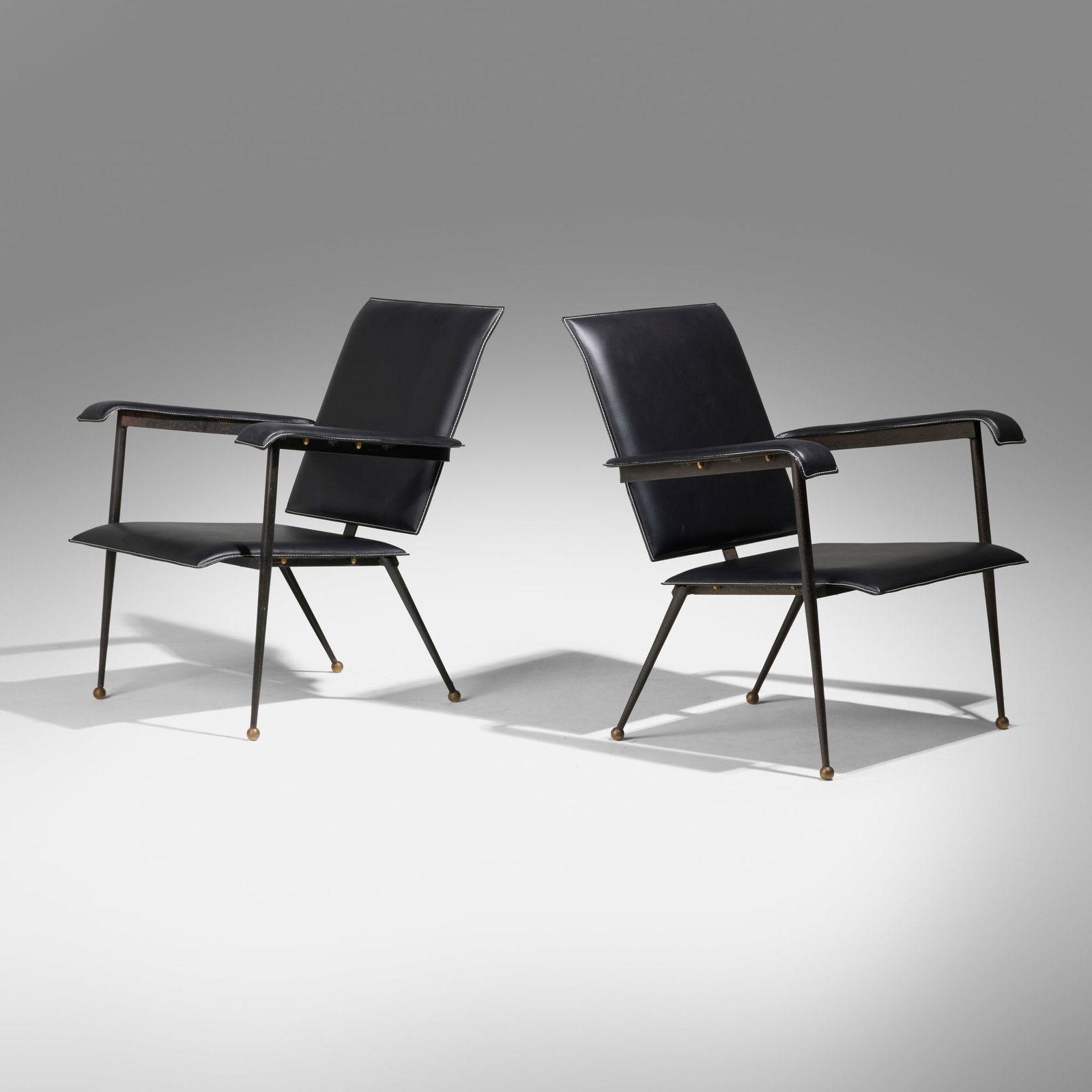 Jacques Adnet, attribution, Lounge chairs, pair (1 of 4)
