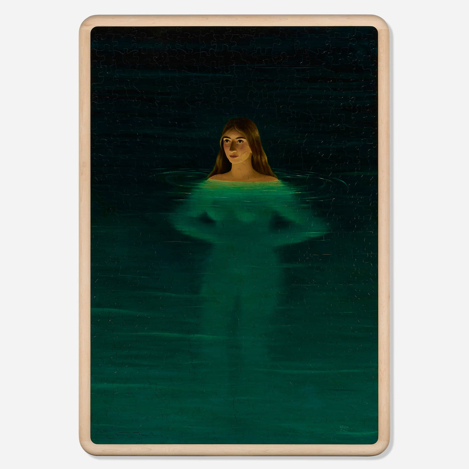 Tyler Hays, Bather Jigsaw Puzzle (from the Bather series): Tyler Hays Bather Jigsaw Puzzle (from the Bather series) BDDW c. 2020 acrylic, milk paint, and oil on wood in artist-made frame 80 h x 56 w in (203 x 142 cm) Signed to lower right 'BDDW