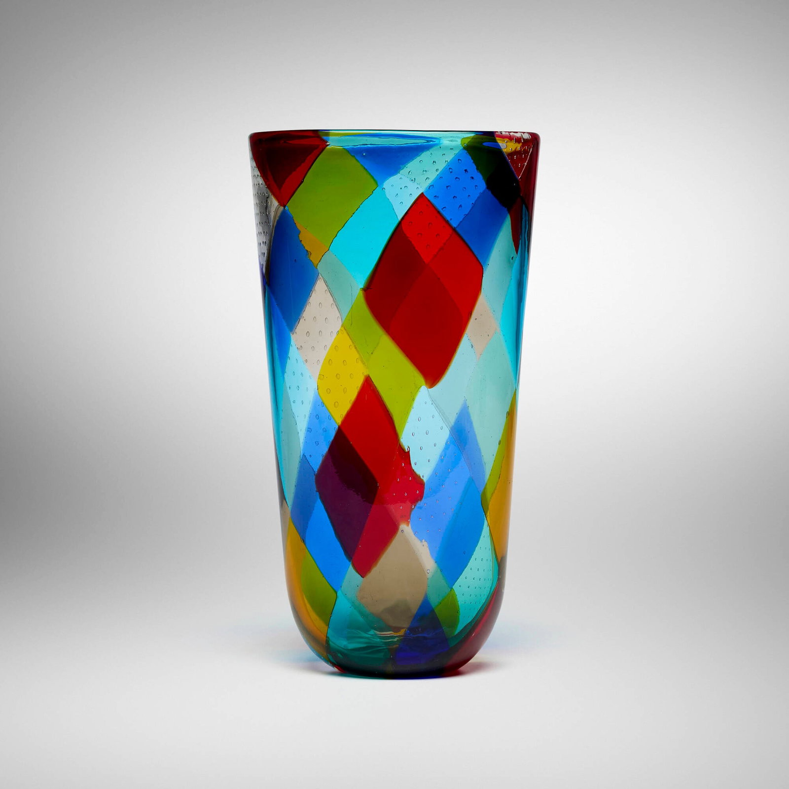 Ercole Barovier, Monumental Intarsio vase: Ercole Barovier Monumental Intarsio vase Barovier & Toso Italy, 1961 fused glass tesserae with controlled air bubbles 13.875 h x 7.5 w x 5 d in (35 x 19 x 13 cm) Provenance: