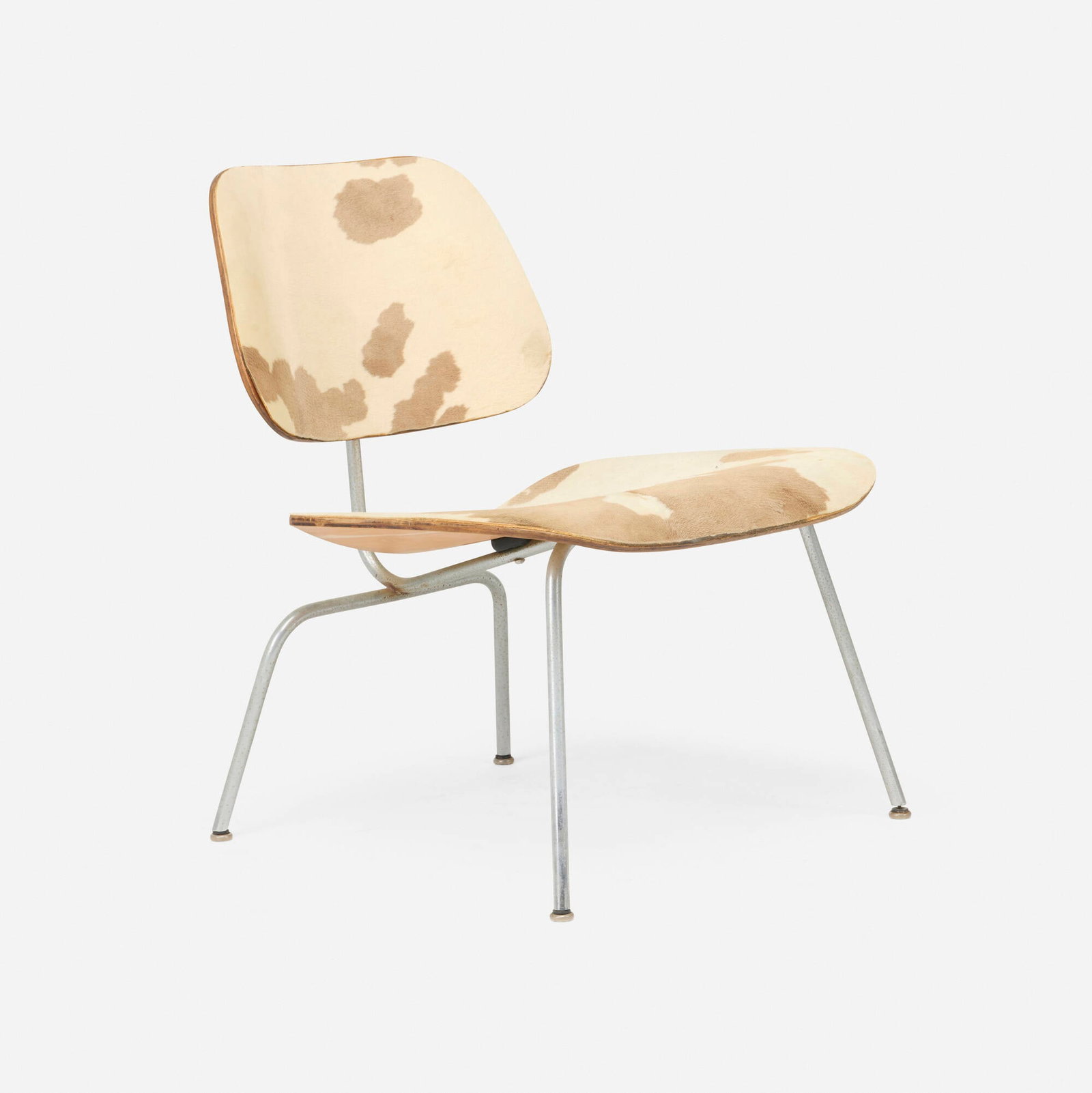 Charles and Ray Eames, LCM: Charles and Ray Eames LCM Evans Products/Herman Miller USA, 1946 / c. 1950 calf skin, ash plywood, steel, rubber 27 h x 21.75 w x 20 d in (69 x 55 x 51 cm) Faint stamp manufacturer's mark to