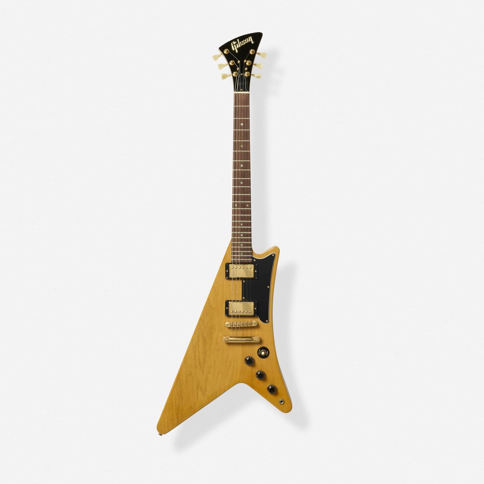 Gibson, Moderne Solidbody Electric Guitar, 1982: Gibson Moderne Solidbody Electric Guitar, 1982 Kalamazoo, USA Korina body and neck, gold-plated hardware Finish: Natural Serial number: B 045 Sold with original hardshell case.