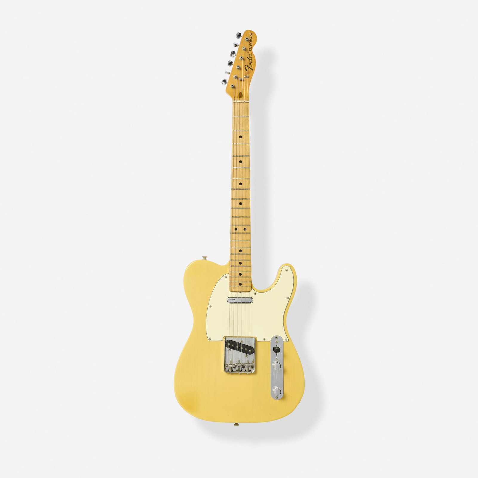 Fender, Telecaster Solidbody Electric Guitar, 1973: Fender Telecaster Solidbody Electric Guitar, 1973 Fullerton, USA One-piece maple neck, white pickguard Finish: Blonde Serial number: 387636 Sold with original hardshell case.