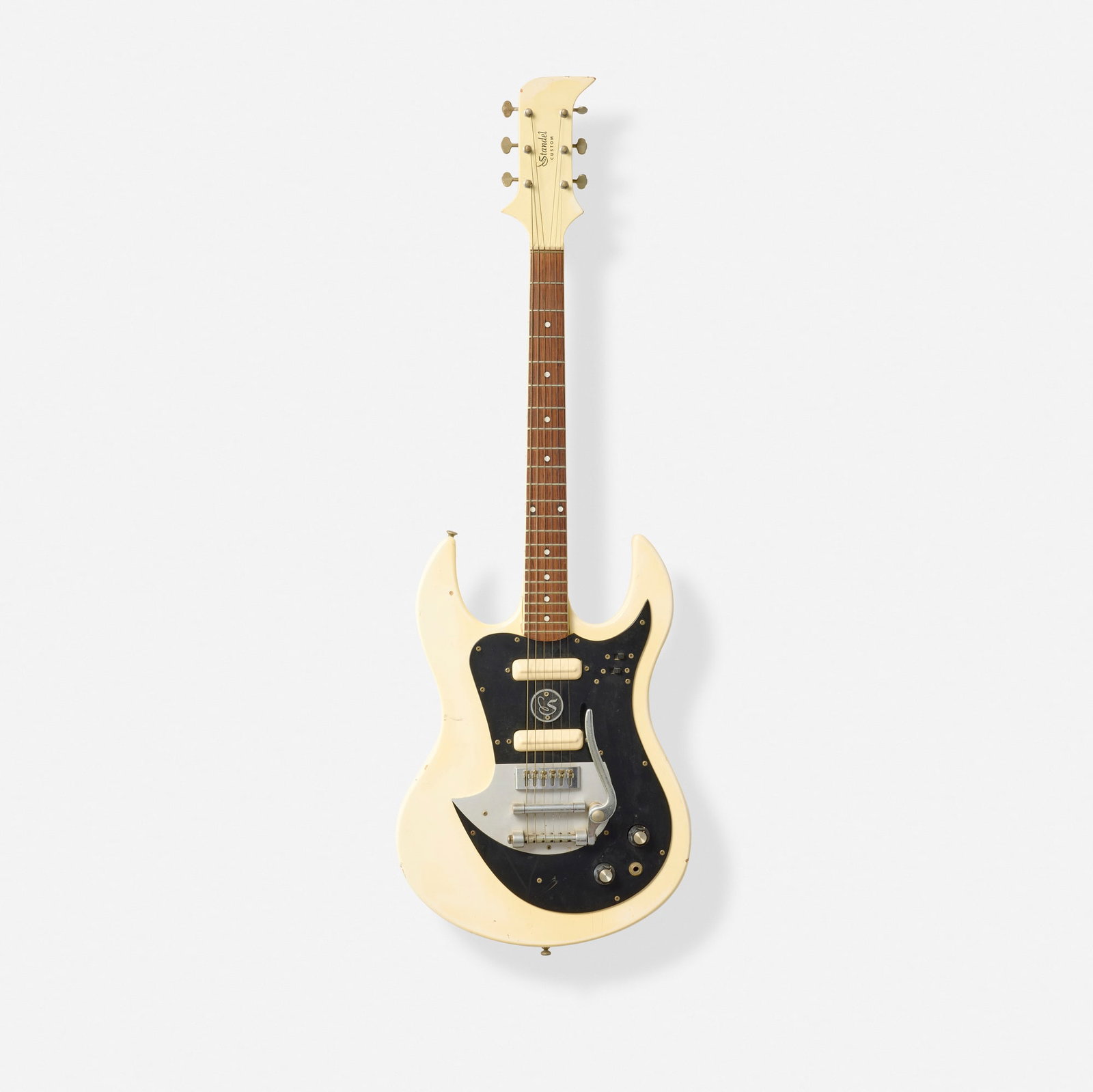 Standel, Custom Solidbody Electric Guitar, c. 1966: Standel Custom Solidbody Electric Guitar, c. 1966 Bakersfield, USA Slab body, vibrato tailpiece Finish: White Serial number: 2-178 Provenance: Front Porch Music, Bakersf