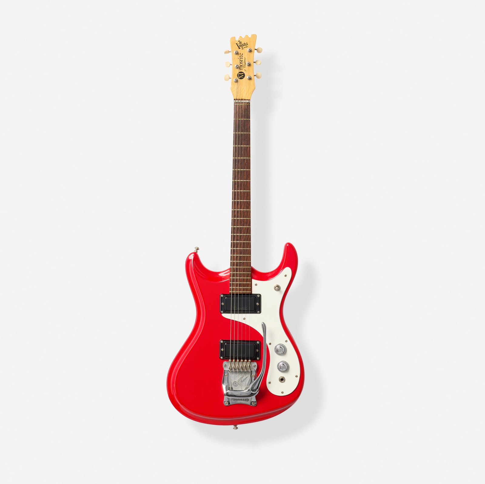 Mosrite of California, The Ventures Model II Solidbody Electric Guitar, 1965: Mosrite of California The Ventures Model II Solidbody Electric Guitar, 1965 Bakersfield, USA German-carved body, Moseley vibrato Finish: Red Serial number: B171 Sold with original hardshell