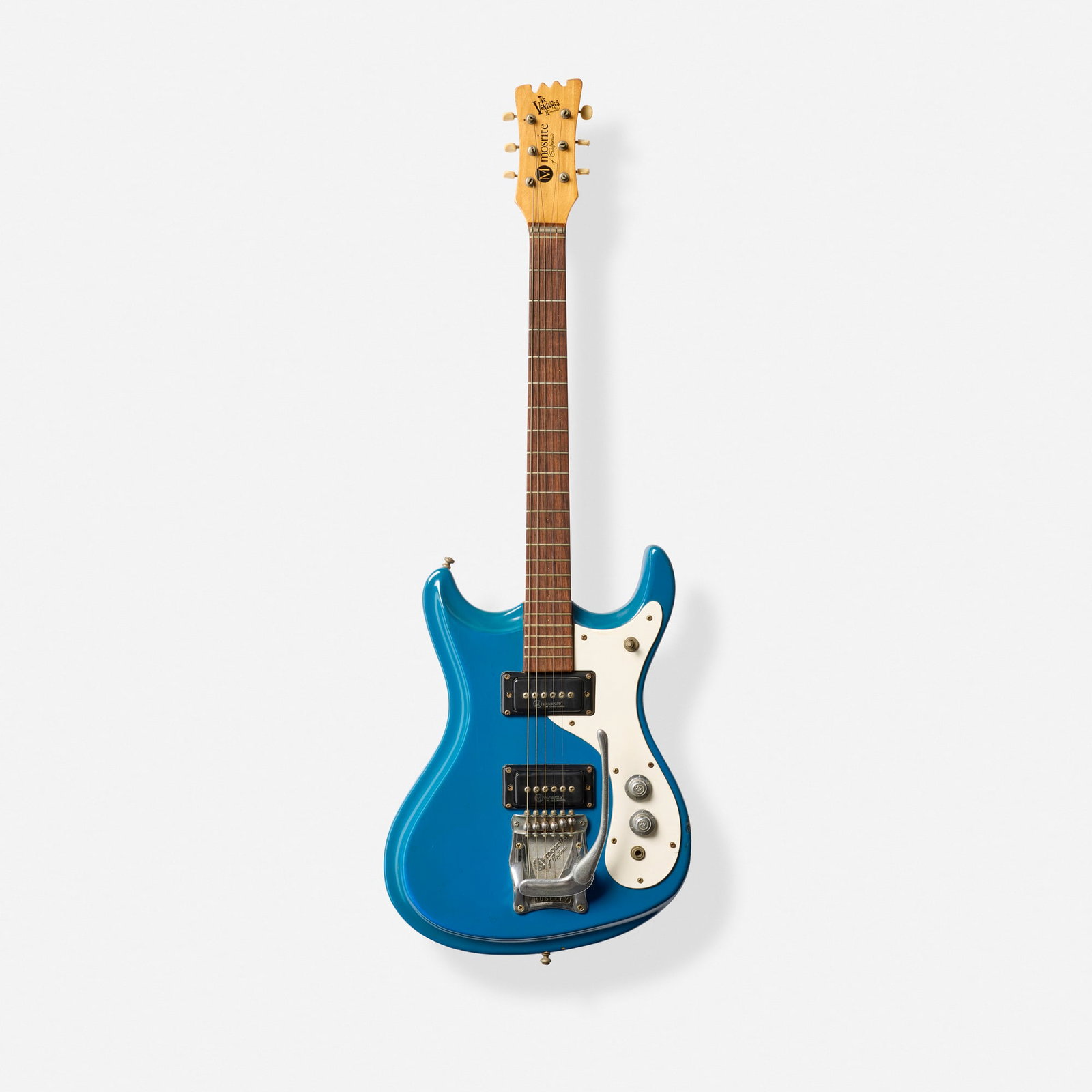 Mosrite of California, The Ventures Model II Solidbody Electric Guitar, 1966: Mosrite of California The Ventures Model II Solidbody Electric Guitar, 1966 Bakersfield, USA German-carved body, Moseley vibrato Finish: Blue Serial number: B578 Sold with hardshell case.