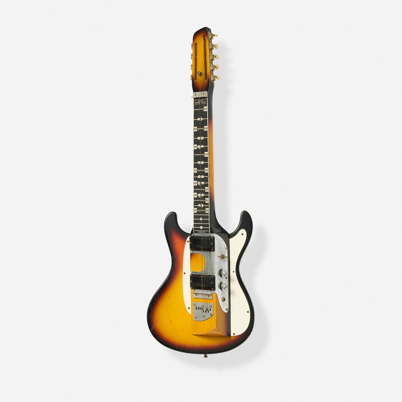 Smith, Mel-o-bar Standing Steel Guitar, c. 1968: Smith Mel-o-bar Standing Steel Guitar, c. 1968 Bakersfield, USA Made by Mosrite, repurposed The Ventures Model II slab body Finish: Sunburst Serial number: 169 Sold with hardshell case. <