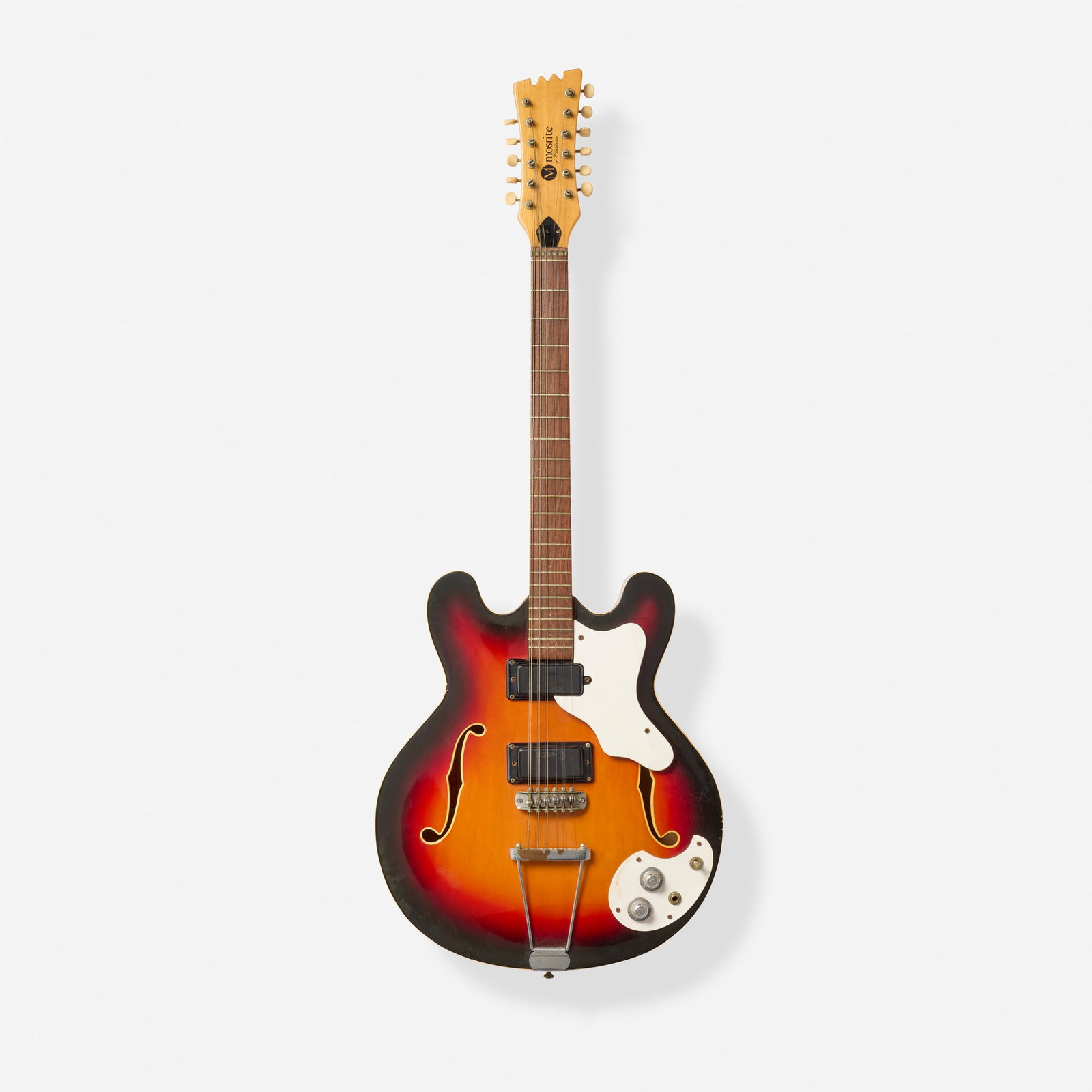 Mosrite of California, Celebrity XII 12-string Hollowbody Electric Guitar, 1968: Mosrite of California Celebrity XII 12-string Hollowbody Electric Guitar, 1968 Bakersfield, USA 3-bolt neck, trapeze tailpiece Finish: Sunburst Serial number: W0176 Sold with hardshell case.