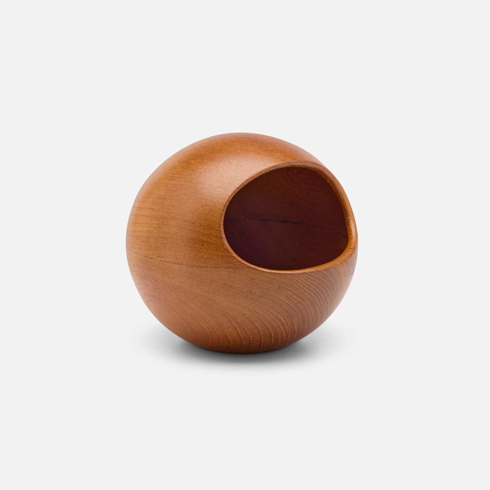 Sigvard Nilsson, Orb bowl: Sigvard Nilsson Orb bowl Sowe Konst Sweden, c. 1960 teak 5.25 h x 5.5 dia in (13 x 14 cm) Branded manufacturer's mark to underside 'AB Sowe Konst Sovestad Sweden genuine teakwood