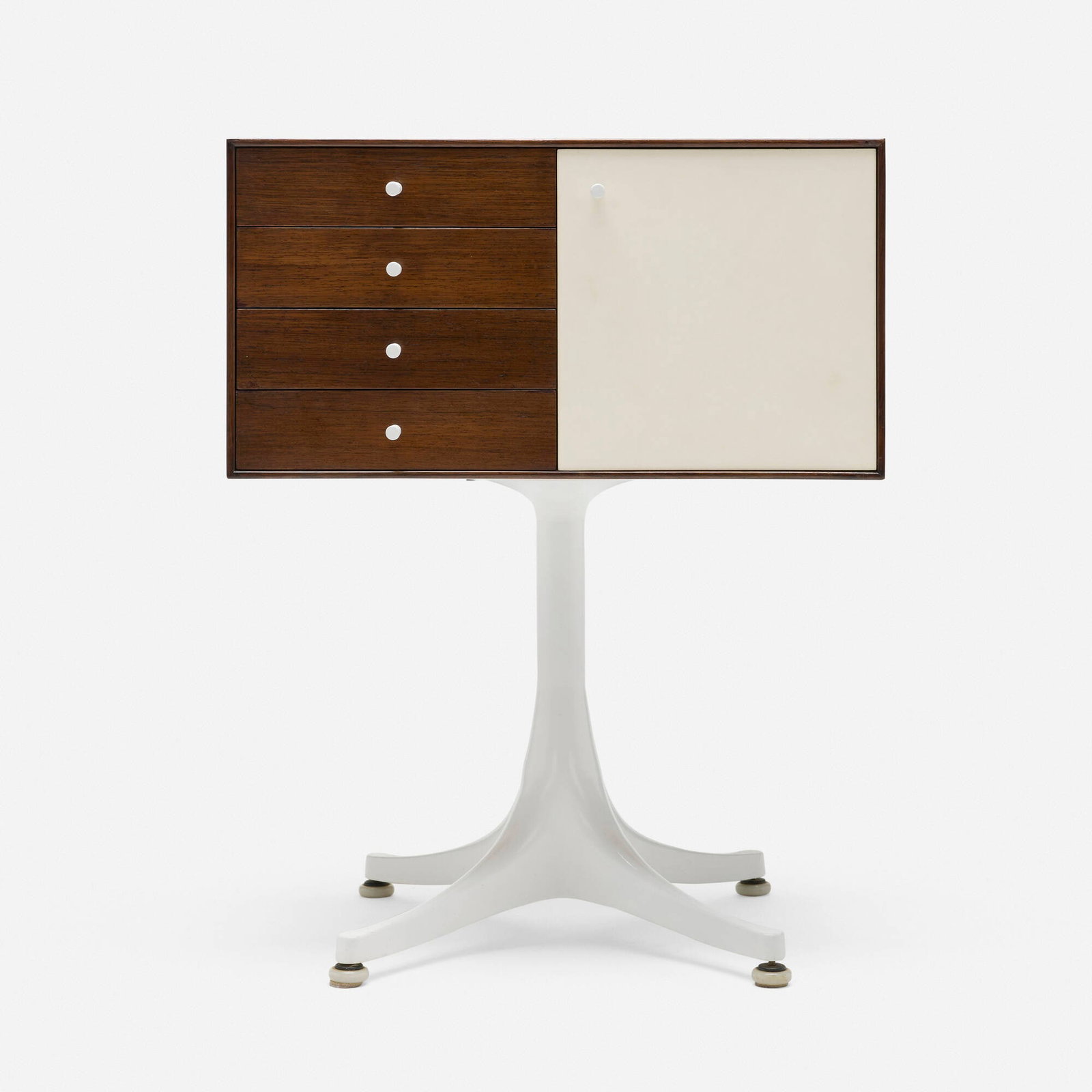 George Nelson & Associates, Miniature cabinet, model 5211: George Nelson & Associates Miniature cabinet, model 5211 Herman Miller USA, 1952 rosewood, enameled aluminum, lacquered rosewood 26 h x 20.25 w x 13.875 d in (66 x 51 x 35 cm) Cabinet feat