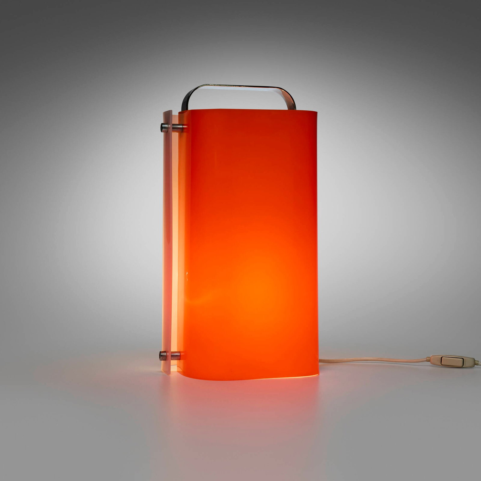 Gio Ponti, Polsino lamp: Gio Ponti Polsino lamp Guzzini Italy, 1969 acrylic, chrome-plated brass 15.375 h x 8.75 w x 6.375 d in (39 x 22 x 16 cm) Provenance: Wright, Design, 23 October 20