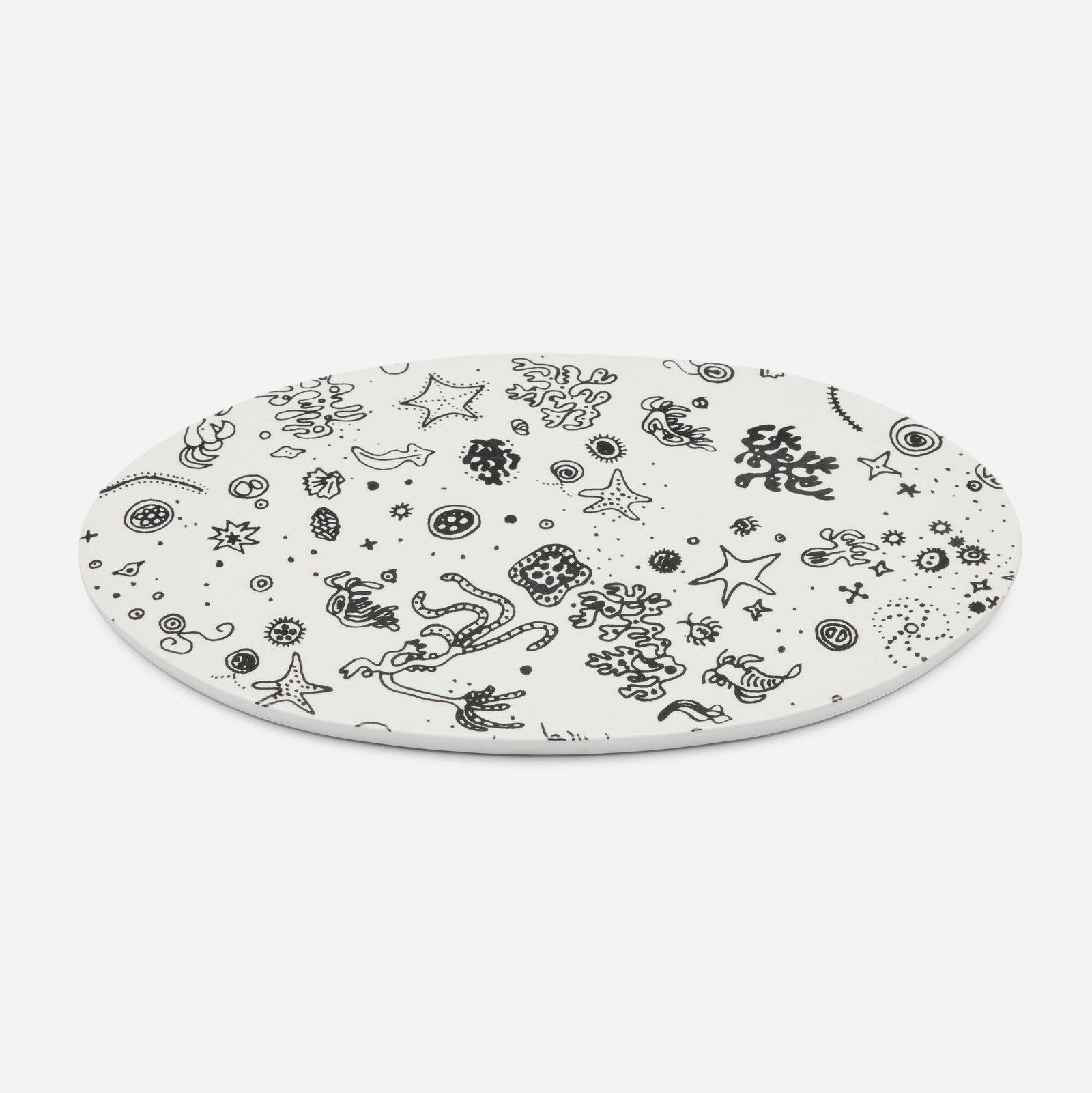 Ray Eames, Sea Things tray: Ray Eames Sea Things tray Waverly Products USA, 1954 molded plastic 0.5 h x 14 w x 8 d in (1 x 36 x 20 cm) Ray Eames designed the Sea Things pattern as a textile design in 1945. The pattern was later