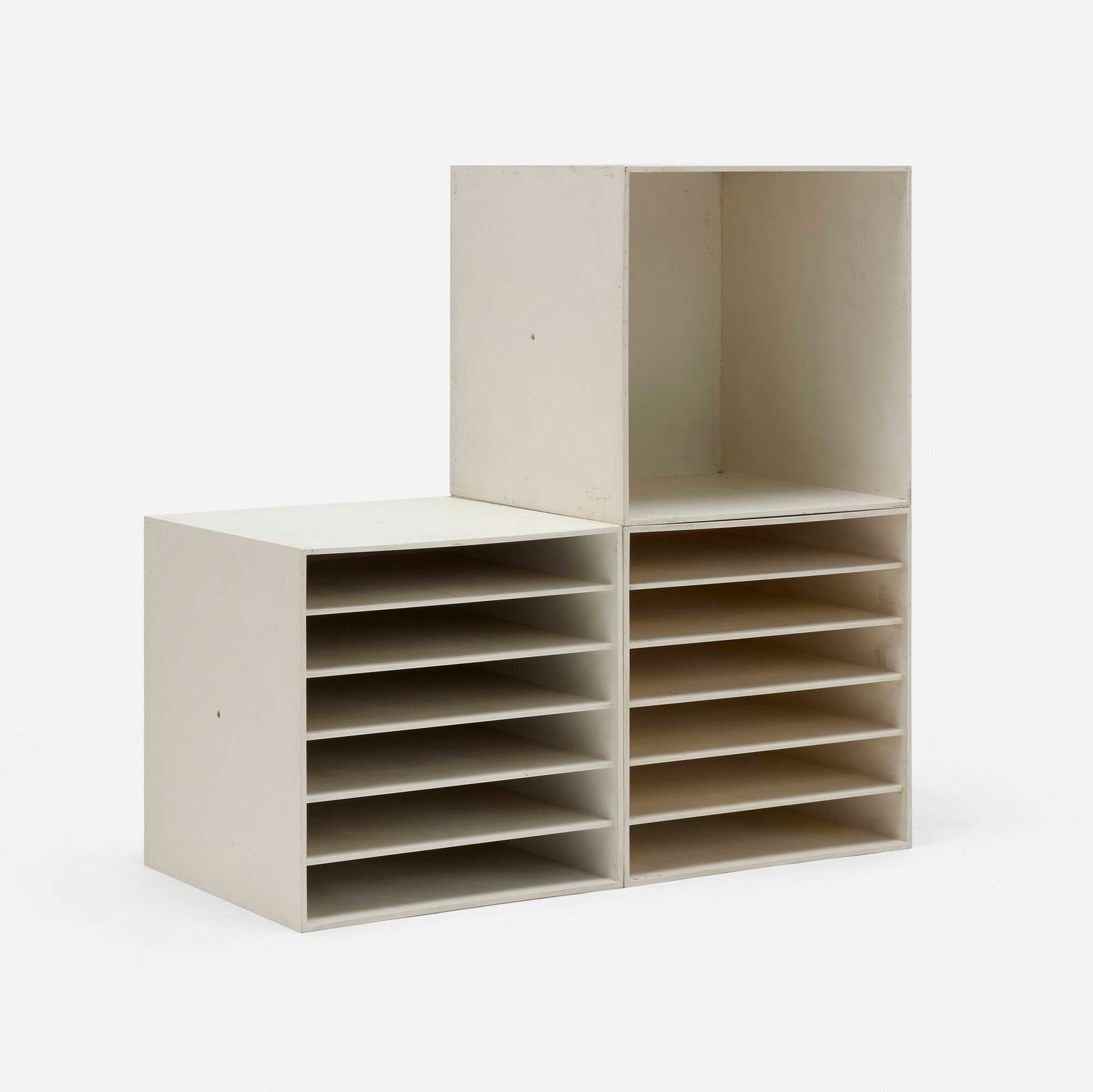 Ristomatti Ratia, Palaset storage cubes, set of three: Ristomatti Ratia Palaset storage cubes, set of three Treston Finland, 1972 painted plastic 13.625 h x 13.625 w x 13.625 d in (35 x 35 x 35 cm) This work will ship from Chicago, Illinois.
