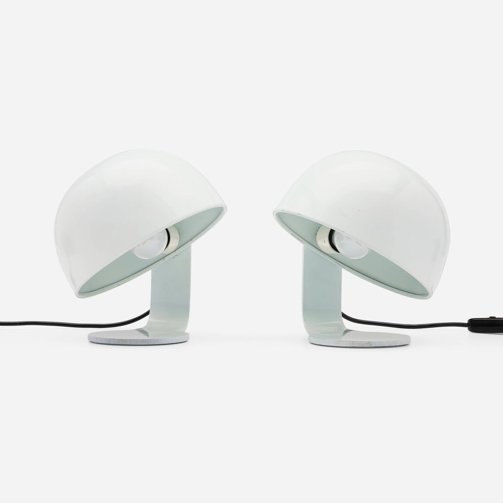 Italian, Table lamps, pair: Italian Table lamps, pair c. 1965 enameled steel, enameled aluminum 8.25 h x 8 w x 8 d in (21 x 20 x 20 cm) This work will ship from Chicago, Illinois.