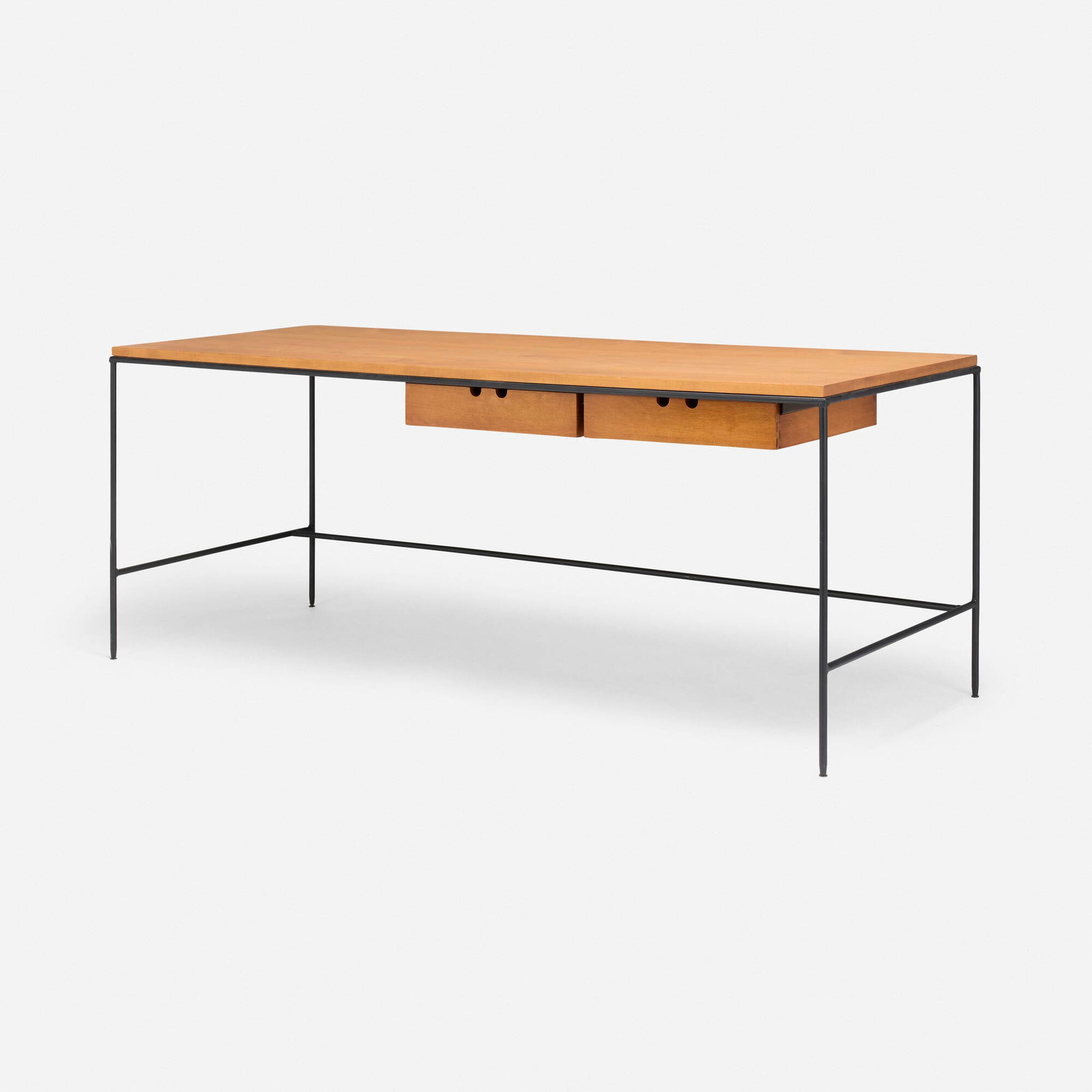 Paul McCobb, Planner Group desk, model 1595: Paul McCobb Planner Group desk, model 1595 Winchendon USA, 1952 maple, enameled iron 24.75 h x 60 w x 24 d in (63 x 152 x 61 cm) View