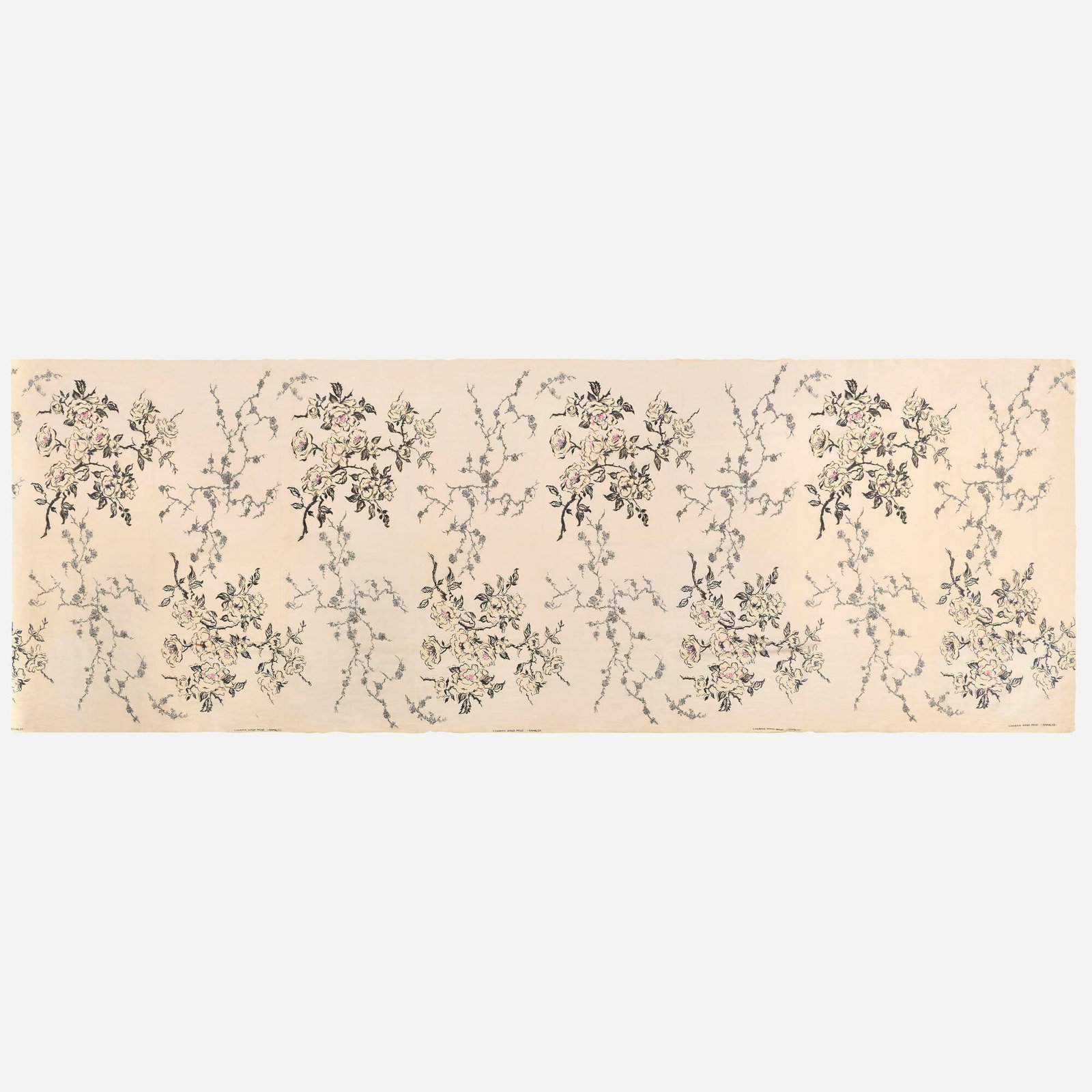 Cohama Fabrics, Rambler fabric: Cohama Fabrics Rambler fabric USA, c. 1950 hand print on silk 48.5 h x 137 w in (123 x 348 cm) Printed manufacturer's mark to margin 'Cohama hand print Rambler'.