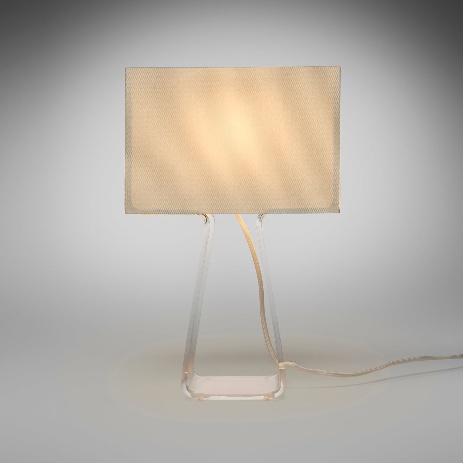 Peter Stathis, Tube Top table lamp: Peter Stathis Tube Top table lamp Pablo Designs USA, 2006 acrylic, canvas shade 14.5 h x 9.25 w x 4.25 d in (37 x 23 x 11 cm) Fabric manufacturer's label to shade 'Pablo'. <