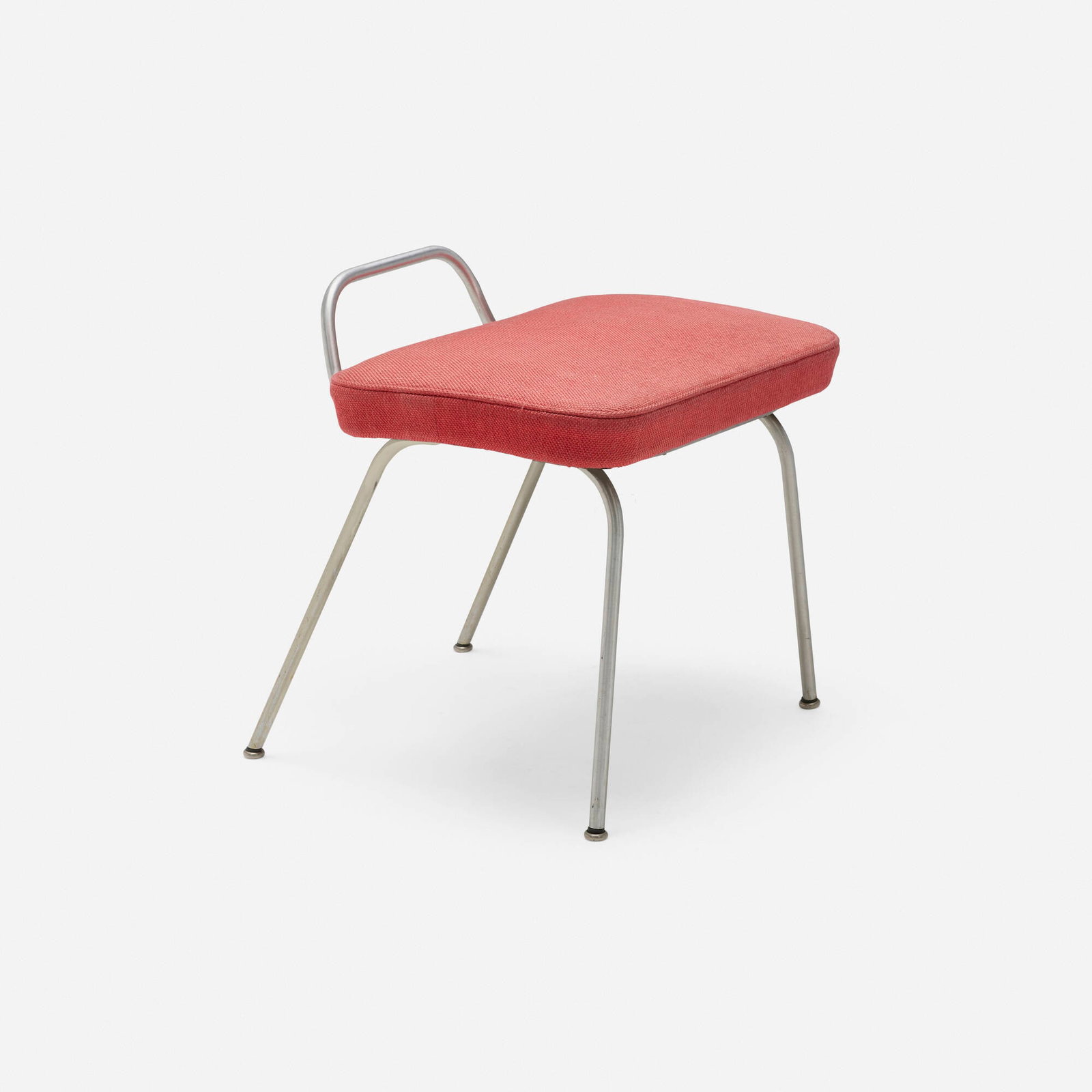 George Nelson & Associates, Vanity stool, model 4672: George Nelson & Associates Vanity stool, model 4672 Herman Miller USA, 1948 upholstery, aluminum 20.5 h x 20 w x 21 d in (52 x 51 x 53 cm) An example of this design is in the permanent col