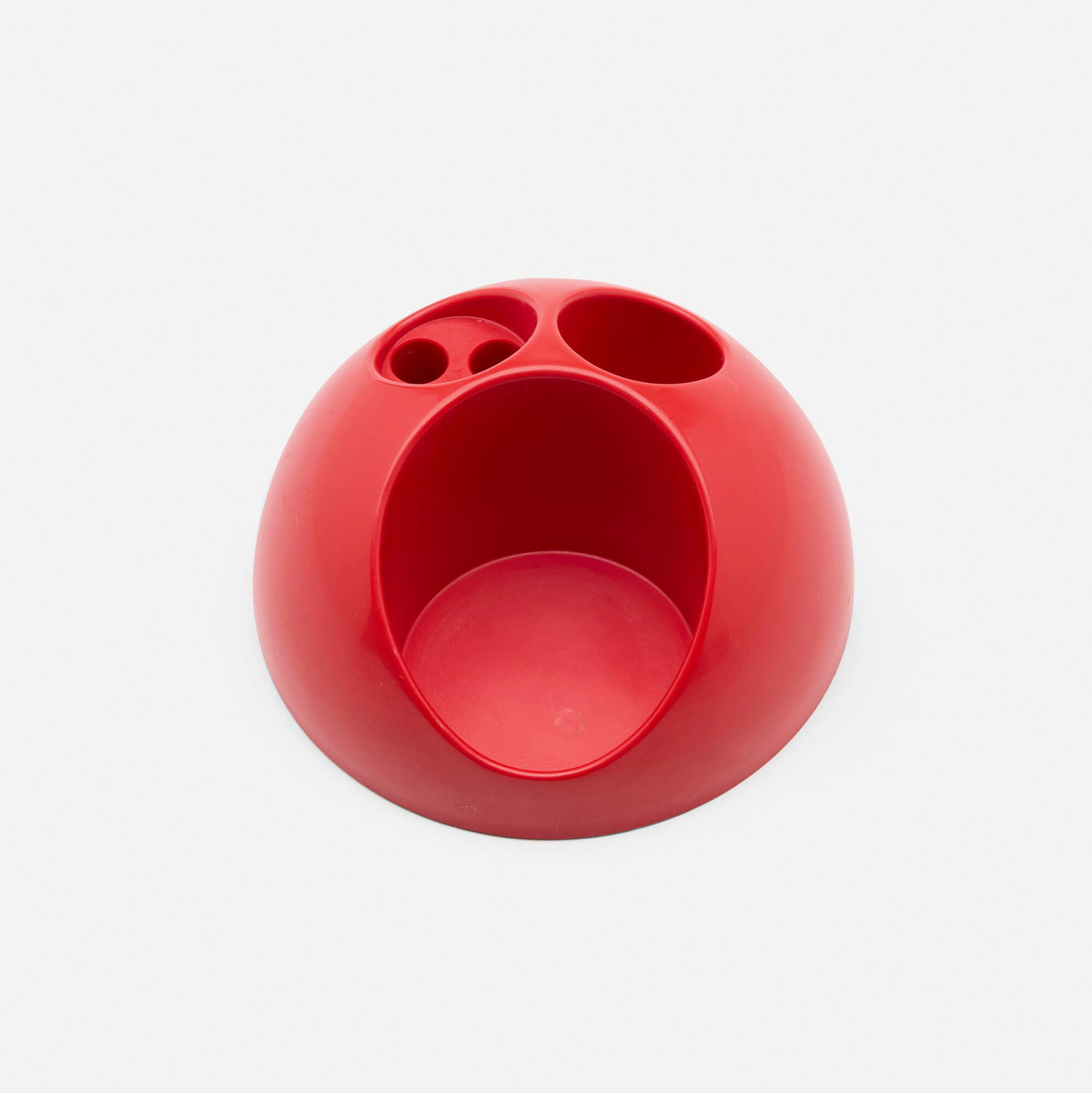 Makio Hasuike, Toothbrush holder: Makio Hasuike Toothbrush holder Gedy Japan / Italy, c. 1975 molded plastic 3.25 h x 6.25 dia in (8 x 16 cm) Molded manufacturer's mark to underside 'Made in Italy by Gedy design