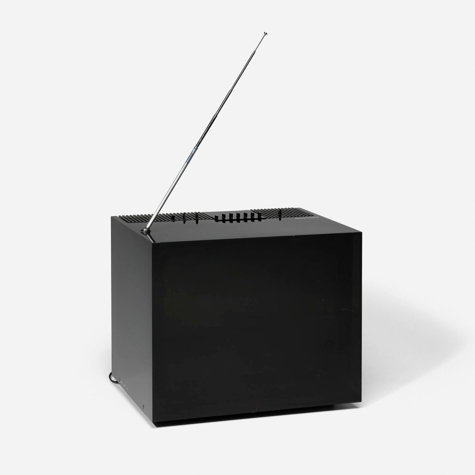 Marco Zanuso and Richard Sapper, Black ST 201 television: Marco Zanuso and Richard Sapper Black ST 201 television Brionvega Italy, 1969 plastic, chrome-plated steel 13.625 h x 16 w x 12.5 d in (35 x 41 x 32 cm) An example of this design is in the