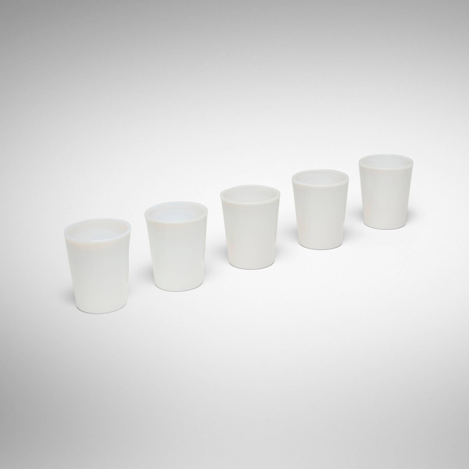 Hazel Glass Company, attribution, Glasses, set of five (1 of 2)