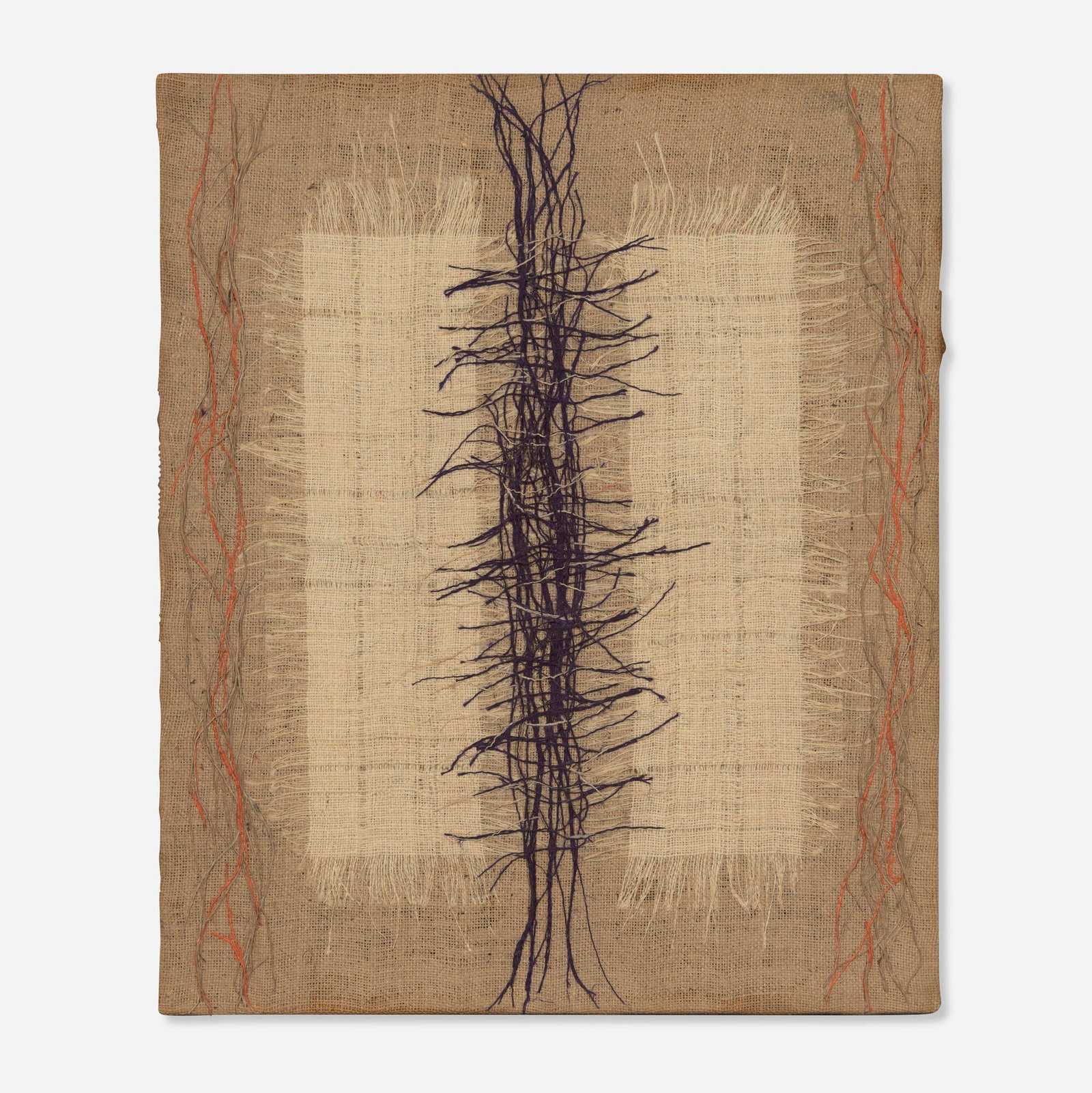 Hanna Eshel, #21: Hanna Eshel #21 1970 burlap 21.75 h x 18.25 w in (55 x 46 cm) Signed twice, titled, and dated to verso 'H. Eshel 1970/21'. Provenance: The Artist | Collection of Patrick Parrish | Wright,