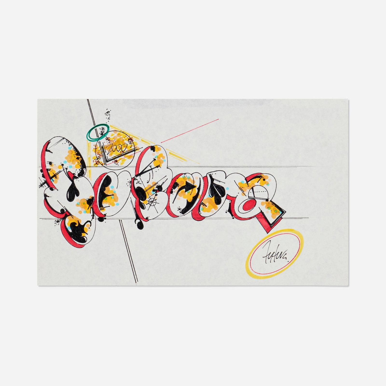 Futura (Lenny McGurr), Untitled: Futura (Lenny McGurr) Untitled 2000 ink and marker on paper 5.25 h x 8.875 w in (13 x 23 cm) Signed and dated to center 'Futura 2000'. Provenance: Private Coll