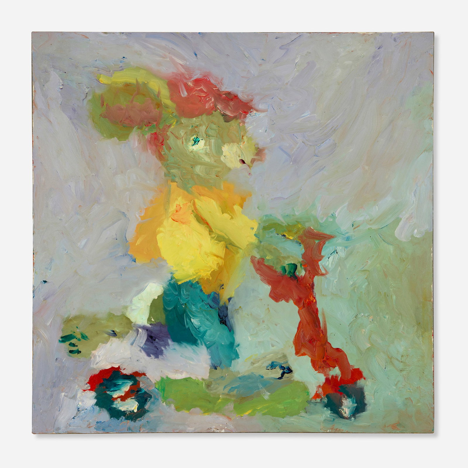 Frank Moore, Rabbit on a Scooter: Frank Moore Rabbit on a Scooter 1975 oil on canvas 36 h x 36 w in (91 x 91 cm) Exhibited: Frank Moore / MATRIX 280: Theater of Human Melting, 25 January - 23 April 2023, Berkeley Art Museum and