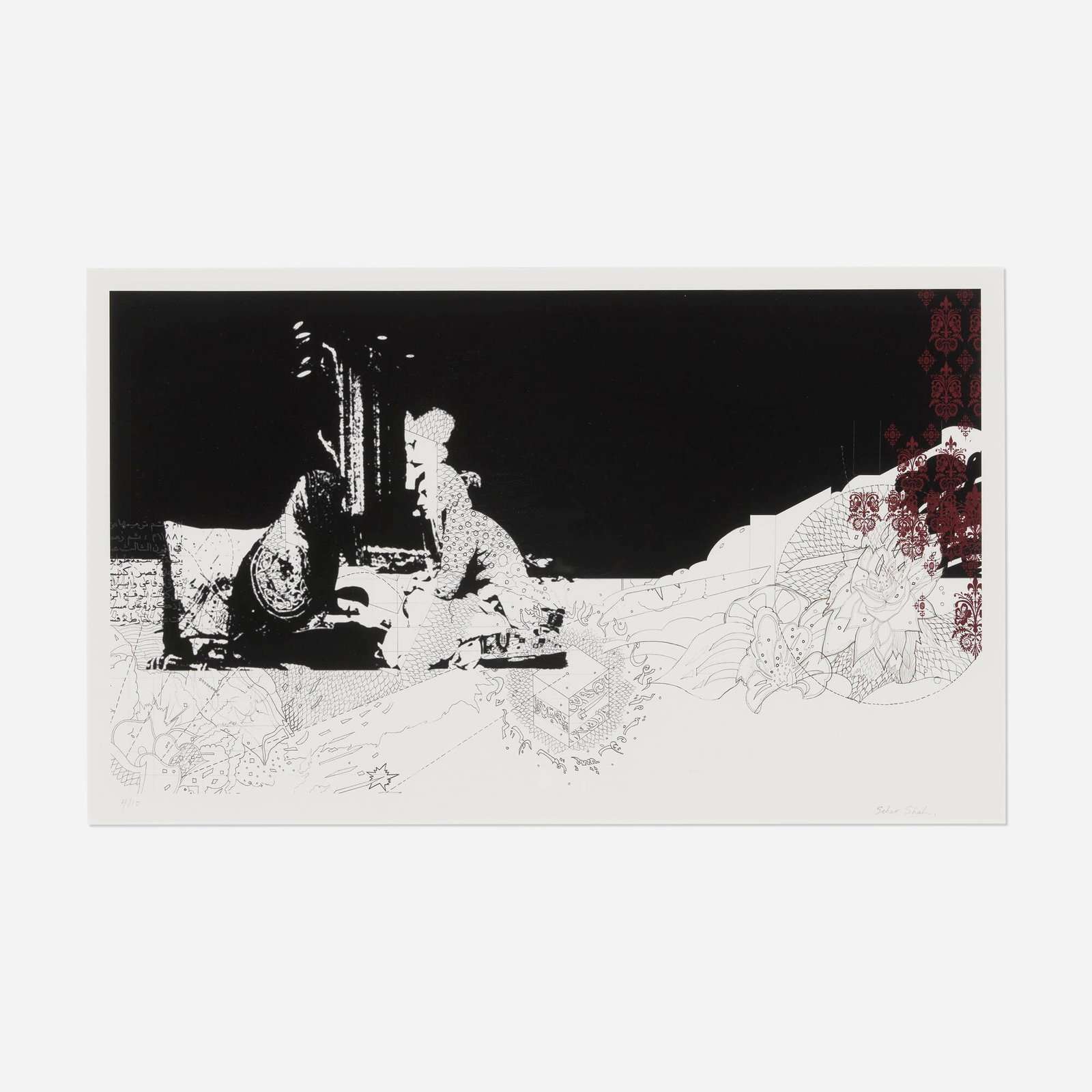 Seher Shah, Jihad Pop - Interior: Seher Shah Jihad Pop - Interior 2006 archival giclee print image: 11 h x 19 w in (28 x 48 cm) sight: 12.25 h x 20 w in (31 x 51 cm) Signed and numbered to lower margin '4/10 Seher Shah'.